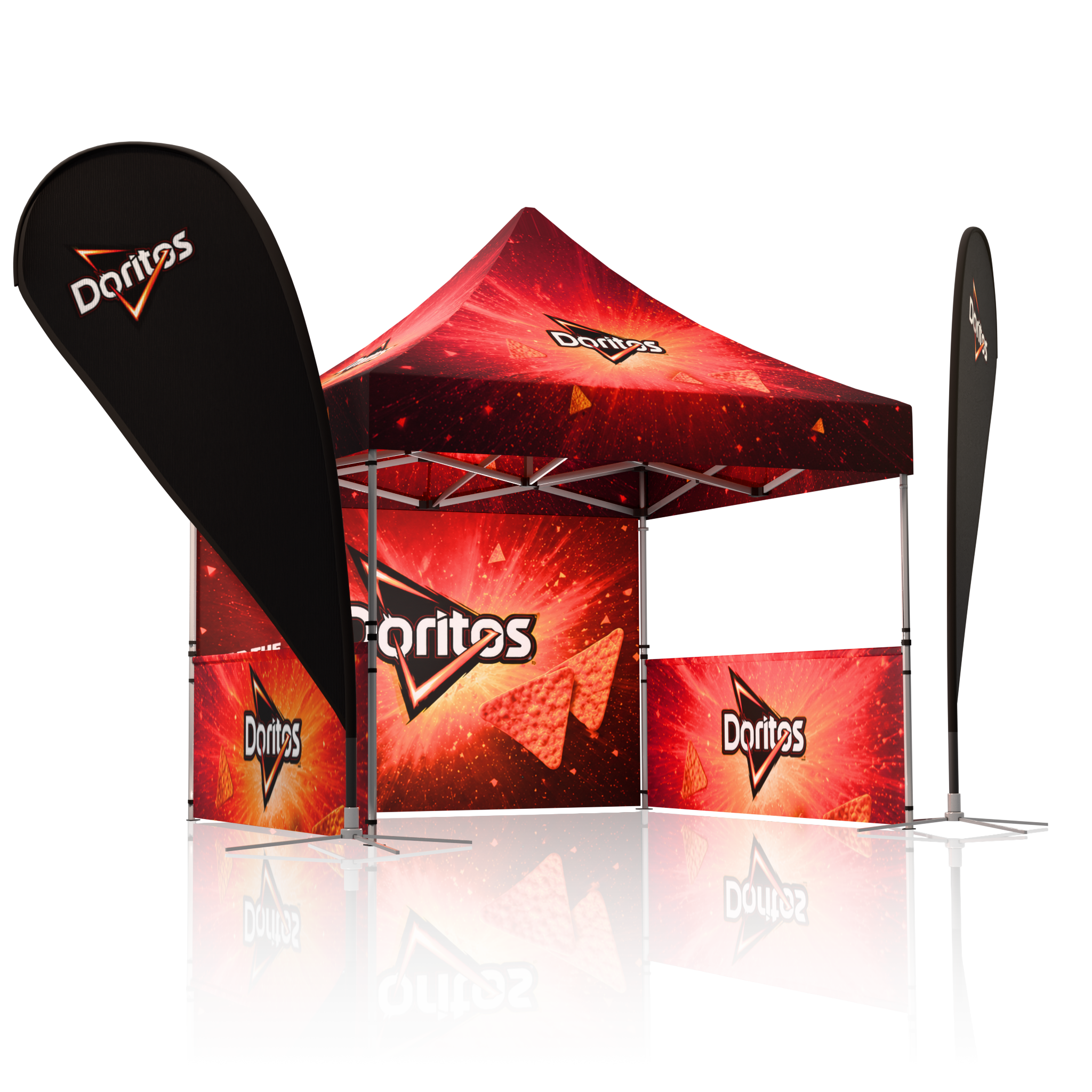 10ft Outdoor Tent, Two Med Teardrop Flags