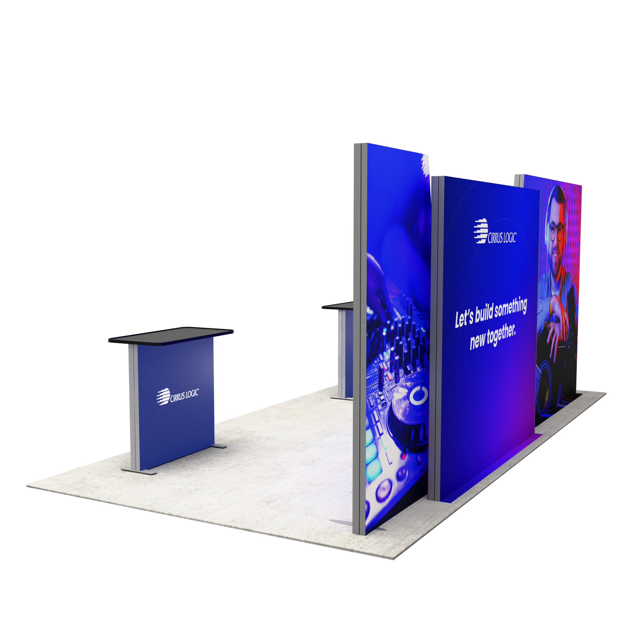 20ft Angled Firefly Lightbox Double-Sided Backlit Display with 2 Counters
