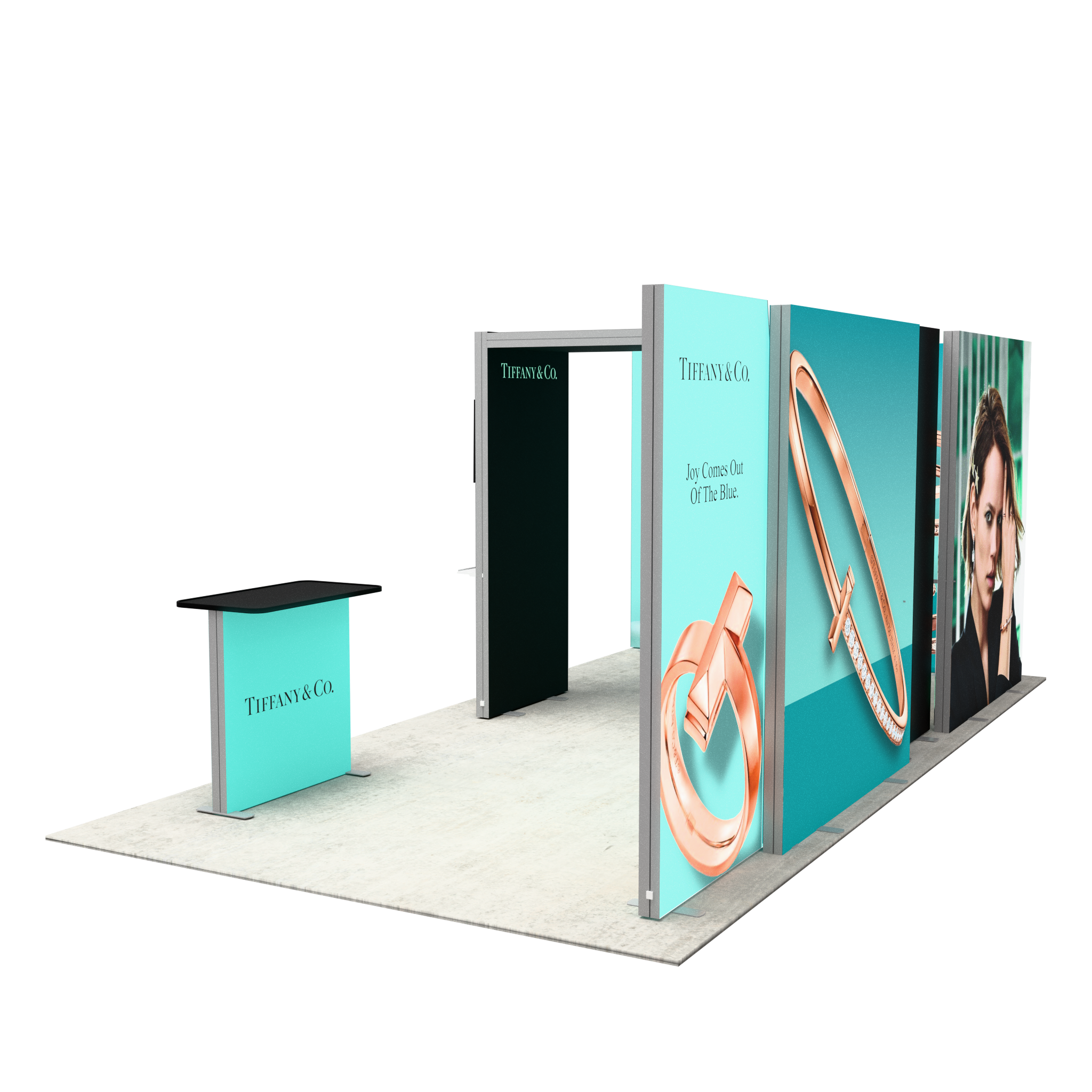 20ft Firefly Corner Lightbox Double-Sided Backlit Display with 1 Counter