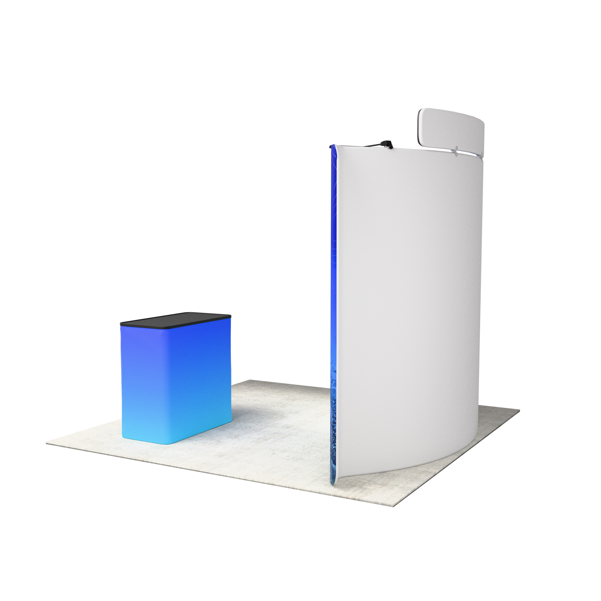 10ft QuickZip™ - Curved Single-Sided Display with Lights, Podium, and Header