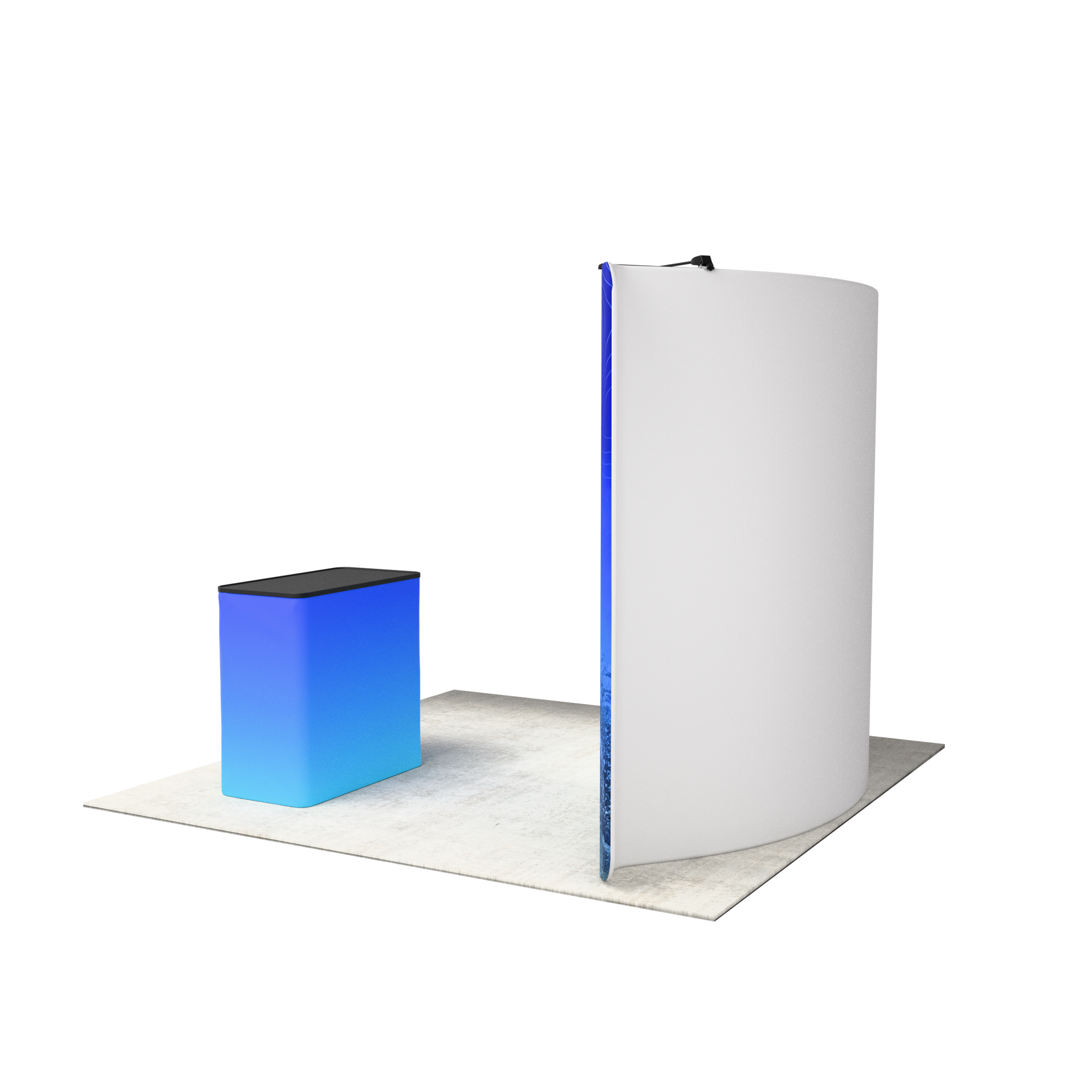 10ft QuickZip™ - Curved Single-Sided Display with Lights and Podium