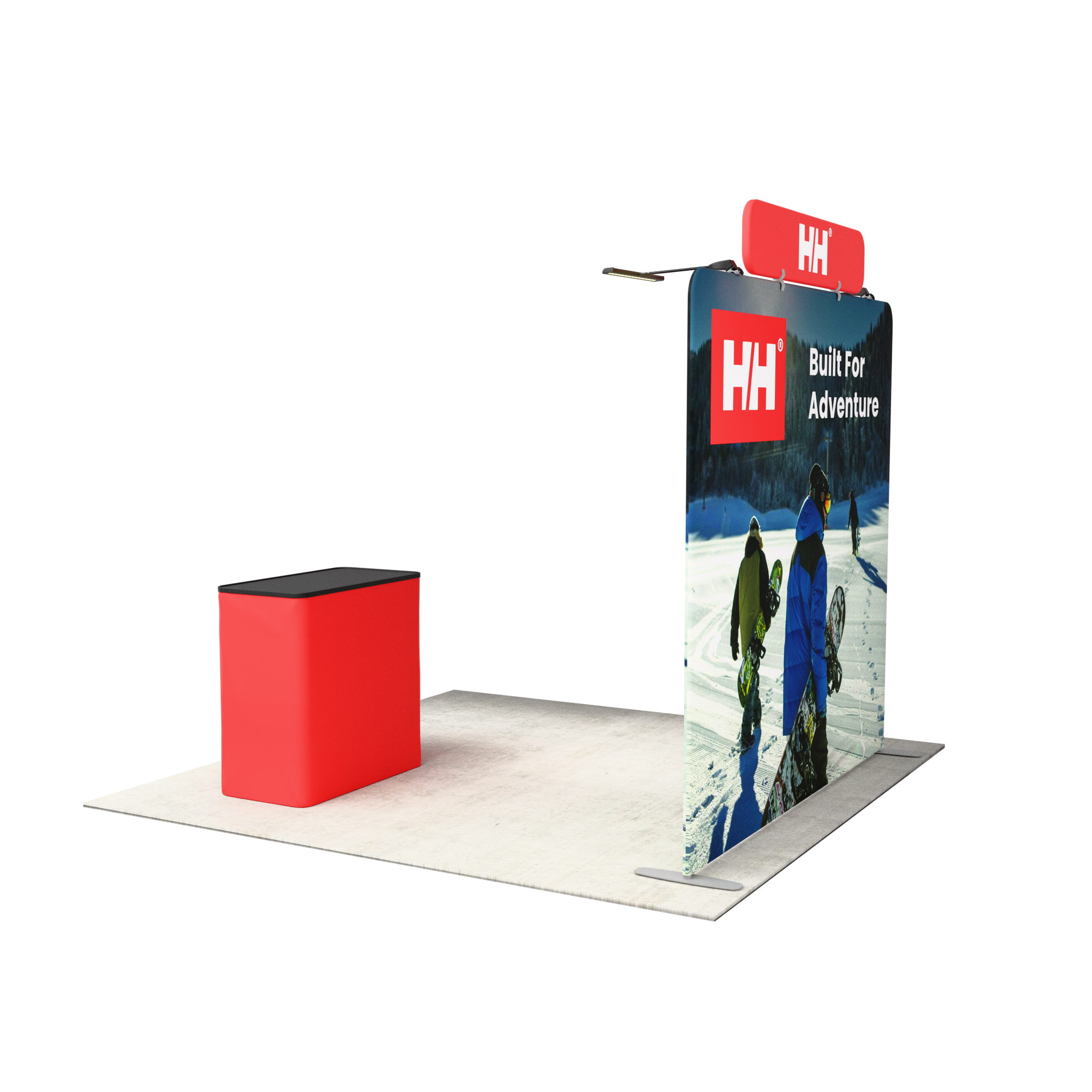8ft QuickZip™ - Straight Double-Sided Display with Lights, Podium, and Header