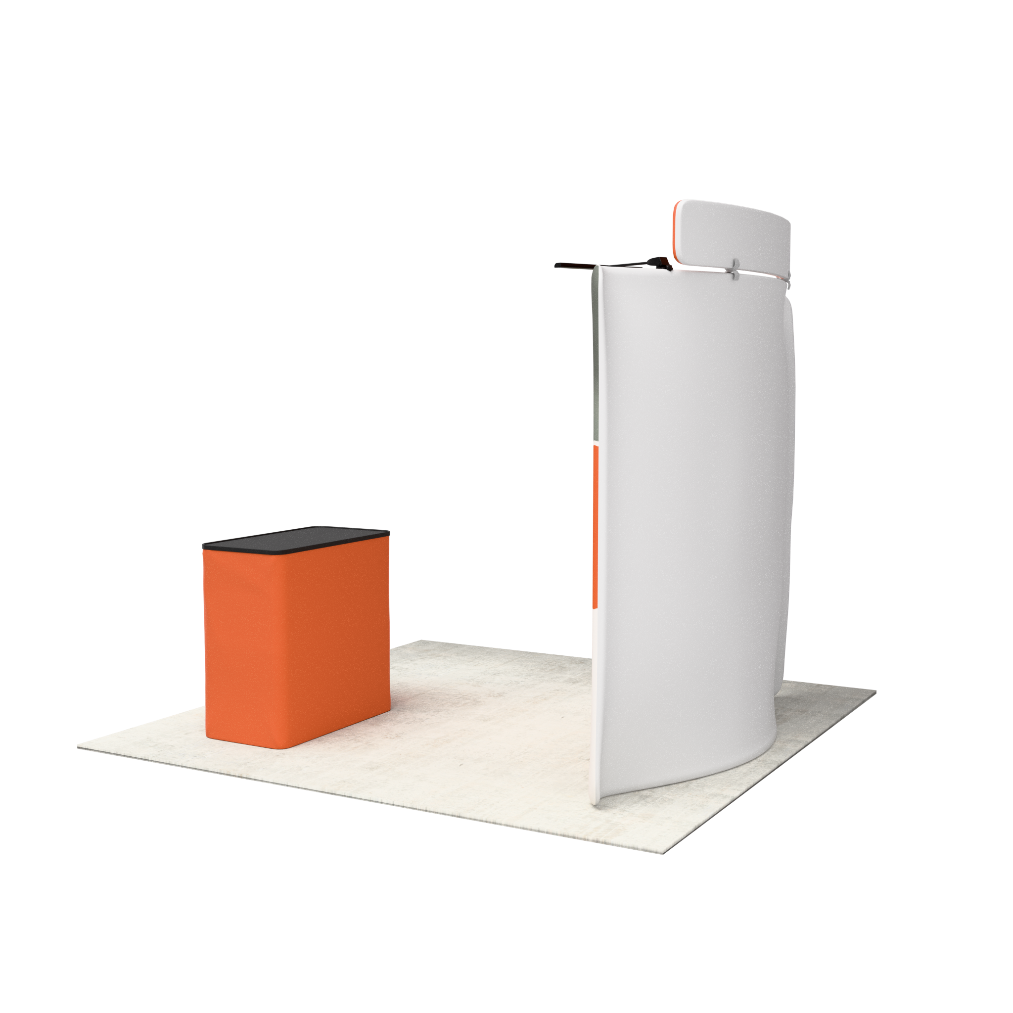 8ft QuickZip™ - Curved Single-Sided Display with Lights, Podium, and Header