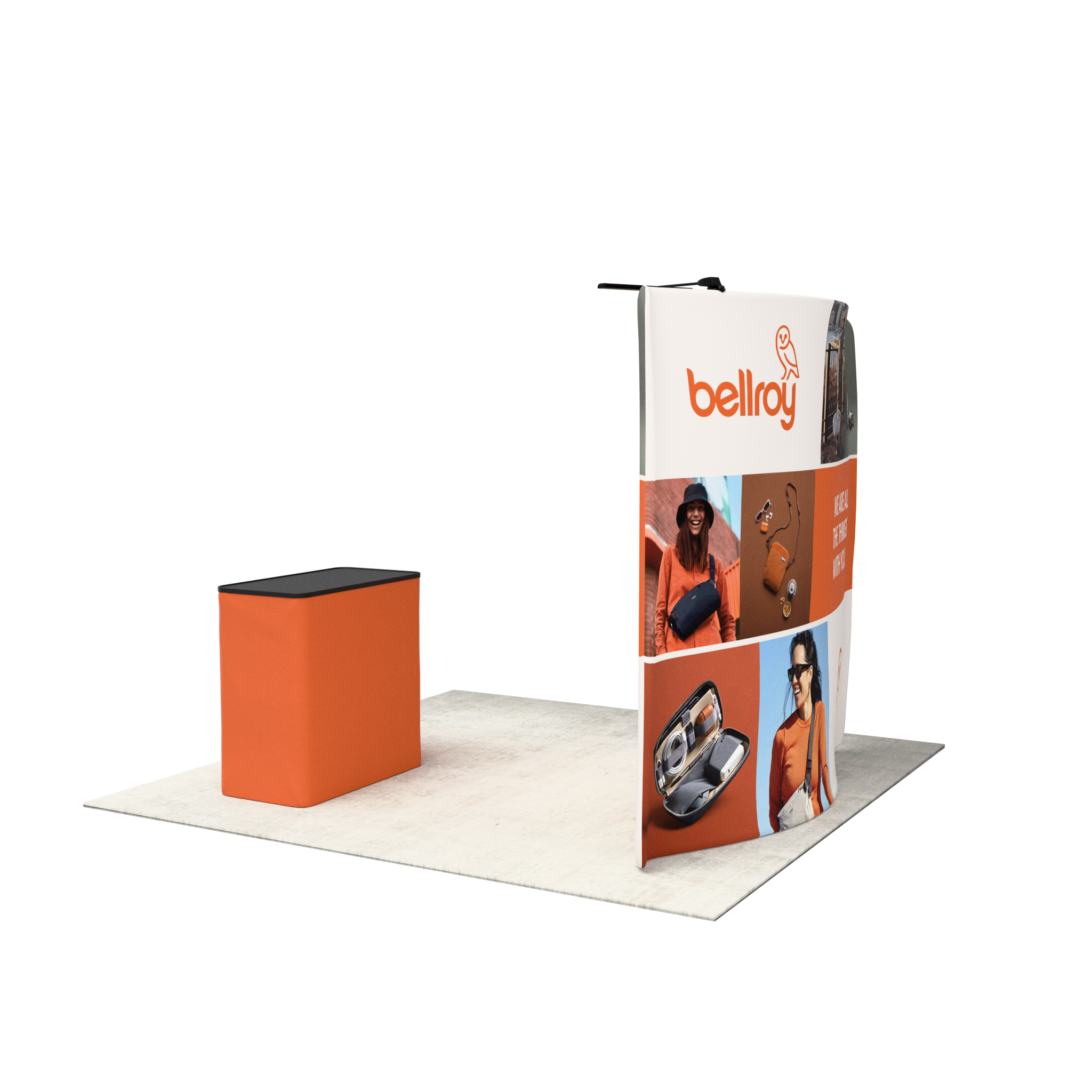 8ft QuickZip™ - Curved Double-Sided Display with Lights and Podium