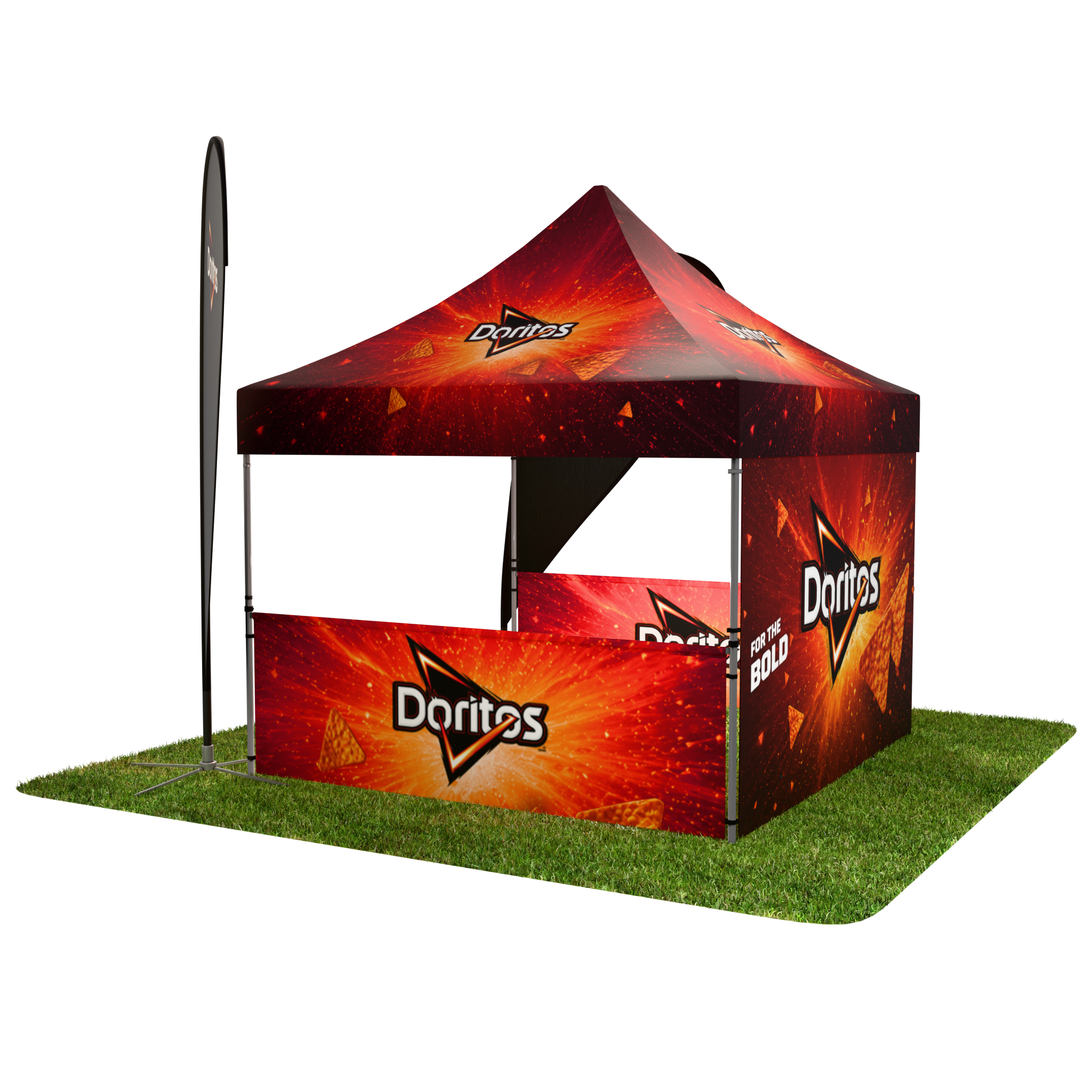 10ft Outdoor Tent, Two Med Teardrop Flags