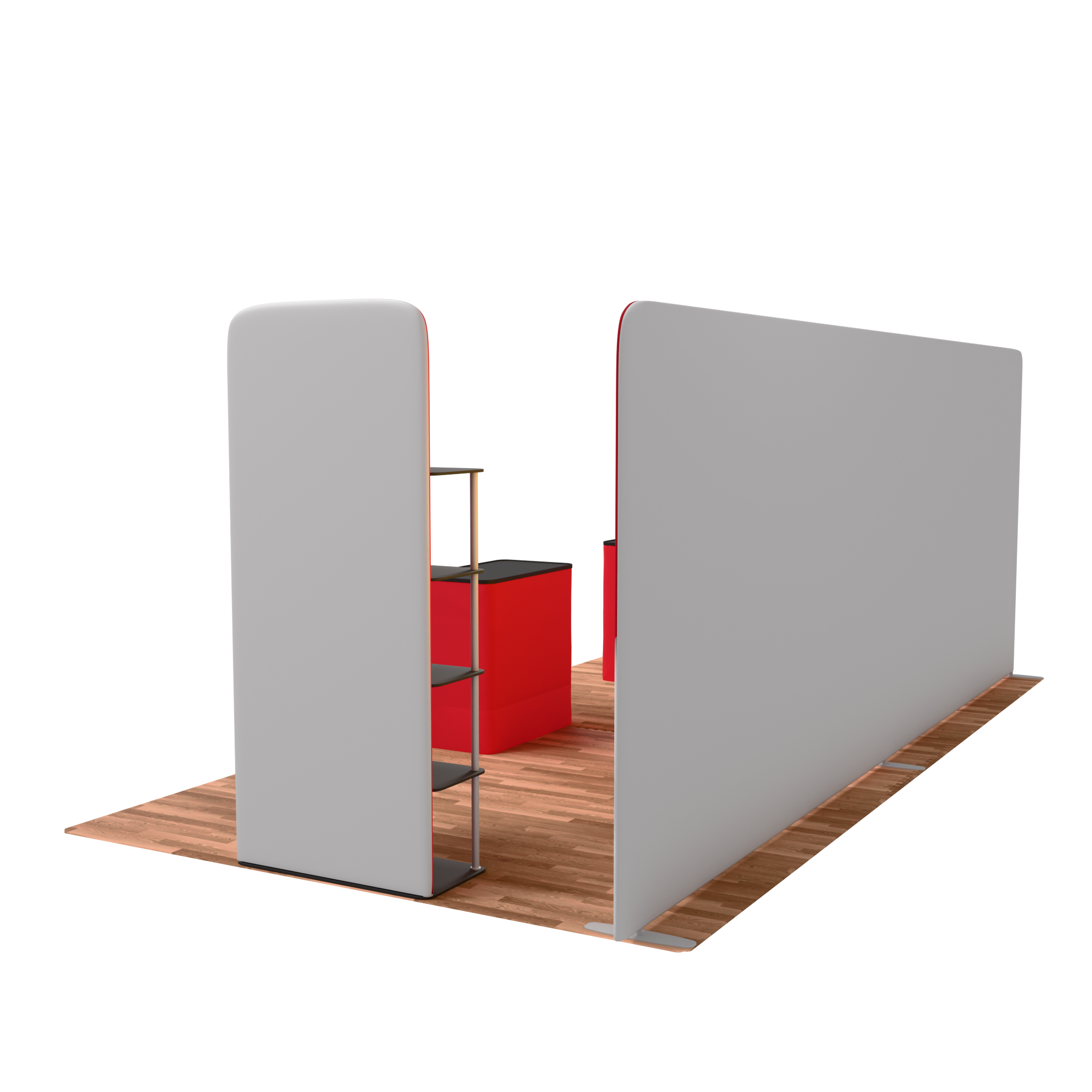 20ft QuickZip Lightbox, 2 Podiums, Showtime, Oak Flooring