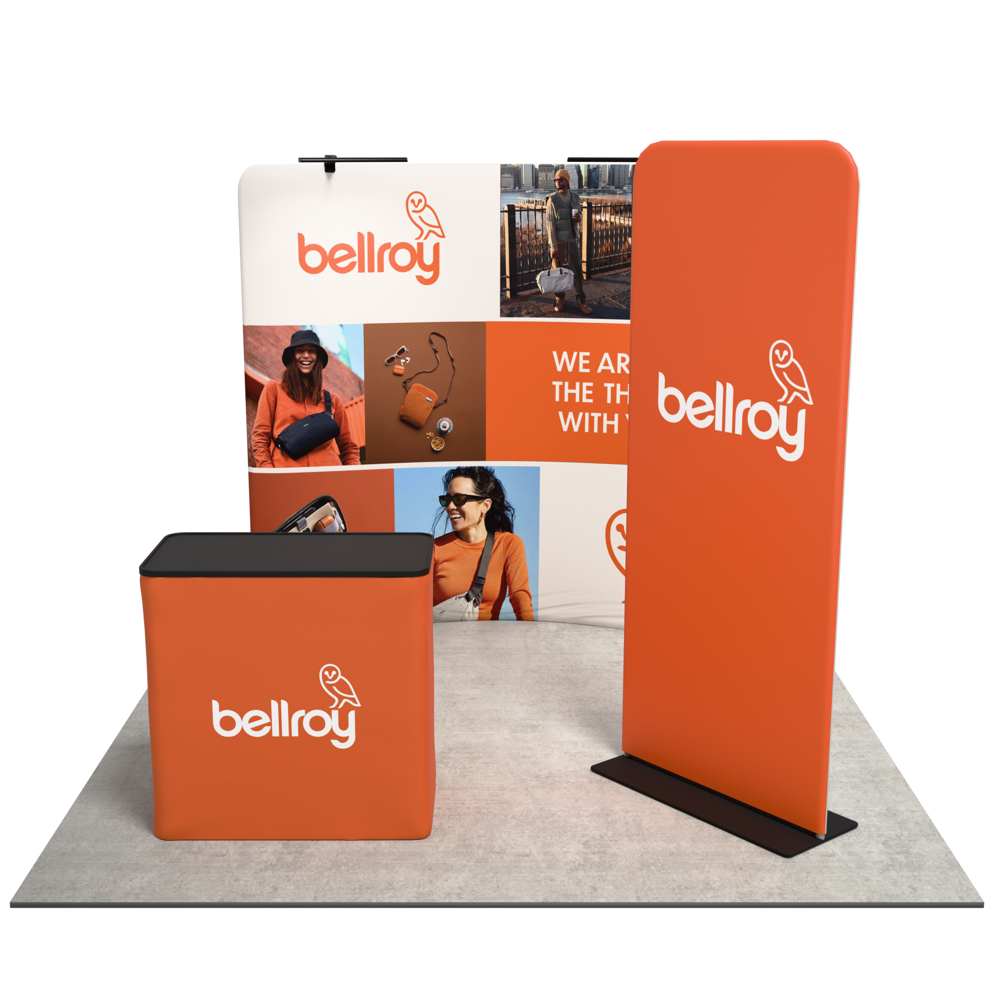 8ft QuickZip Curved - Single-Sided, Lights, Podium, QuickZip Banner Stand