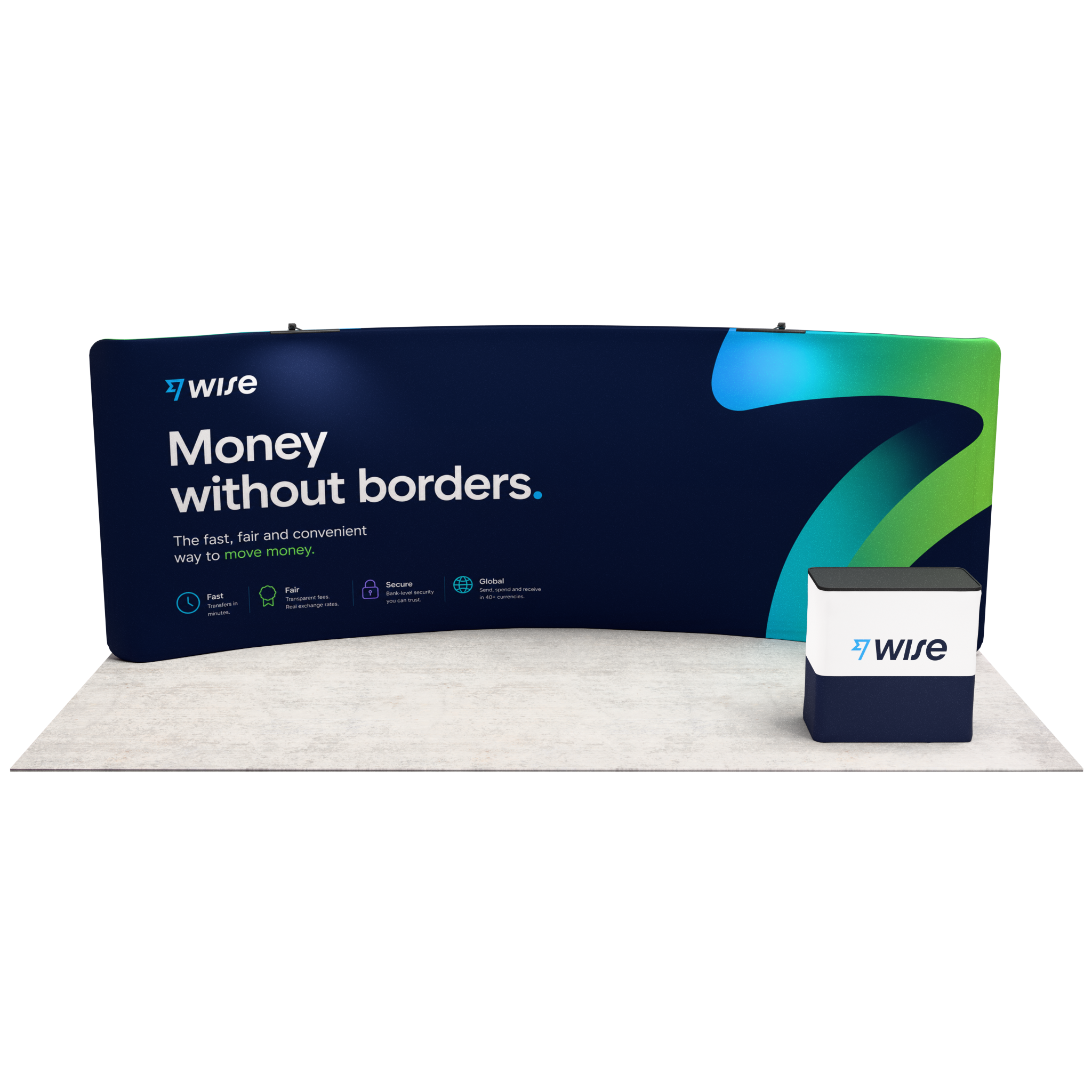 20ft QuickZip™ - Curved Double-Sided Trade Show Display