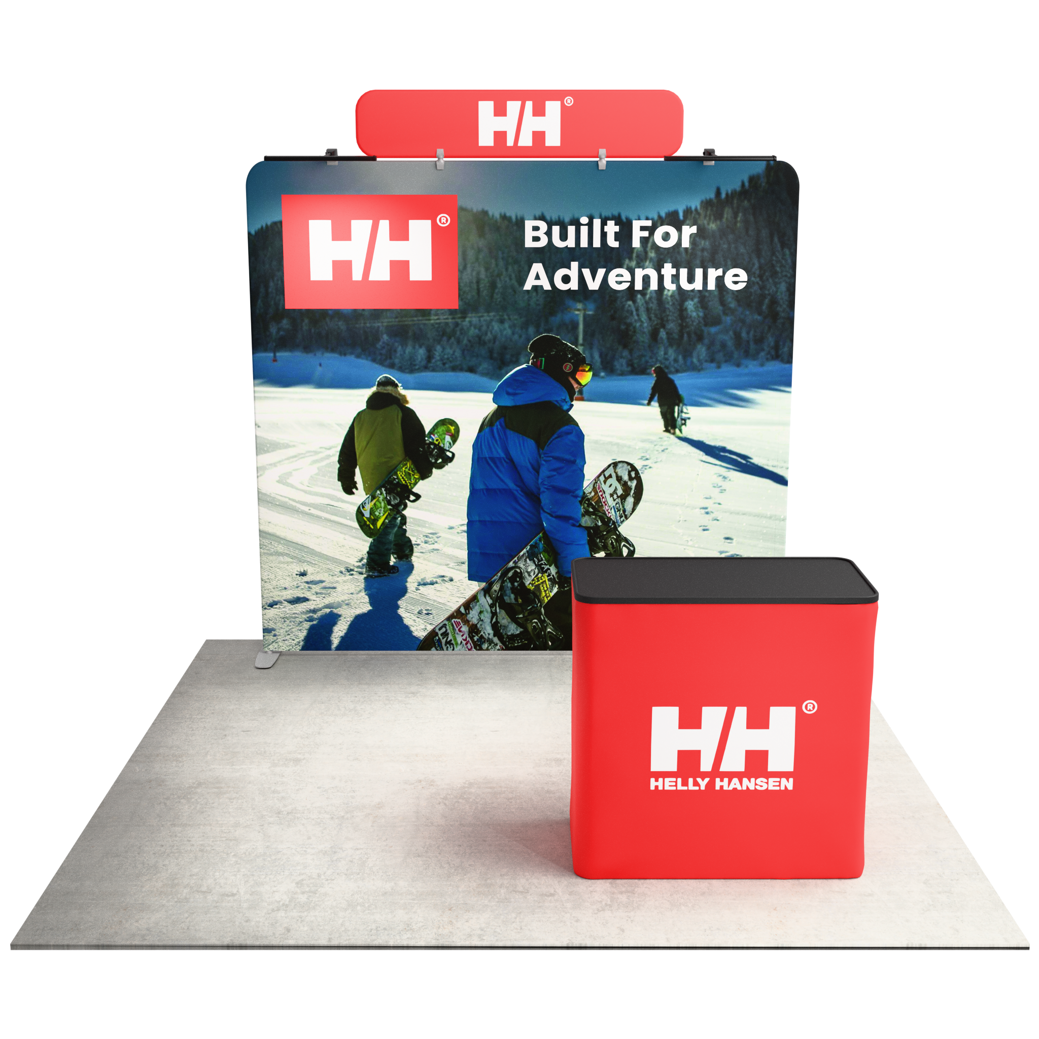 8ft QuickZip™ - Straight Single-Sided Display with Lights, Podium, and Header