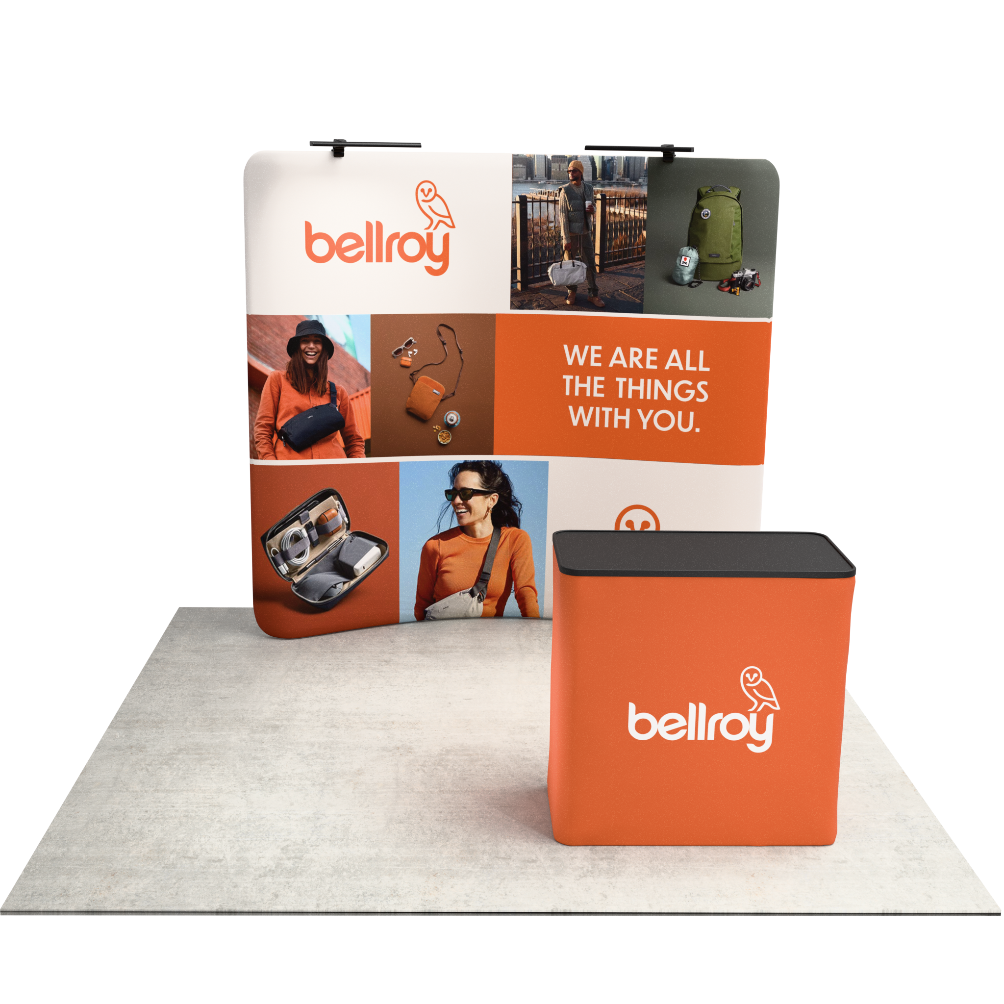 8ft QuickZip™ - Curved Single-Sided Display with Lights and Podium