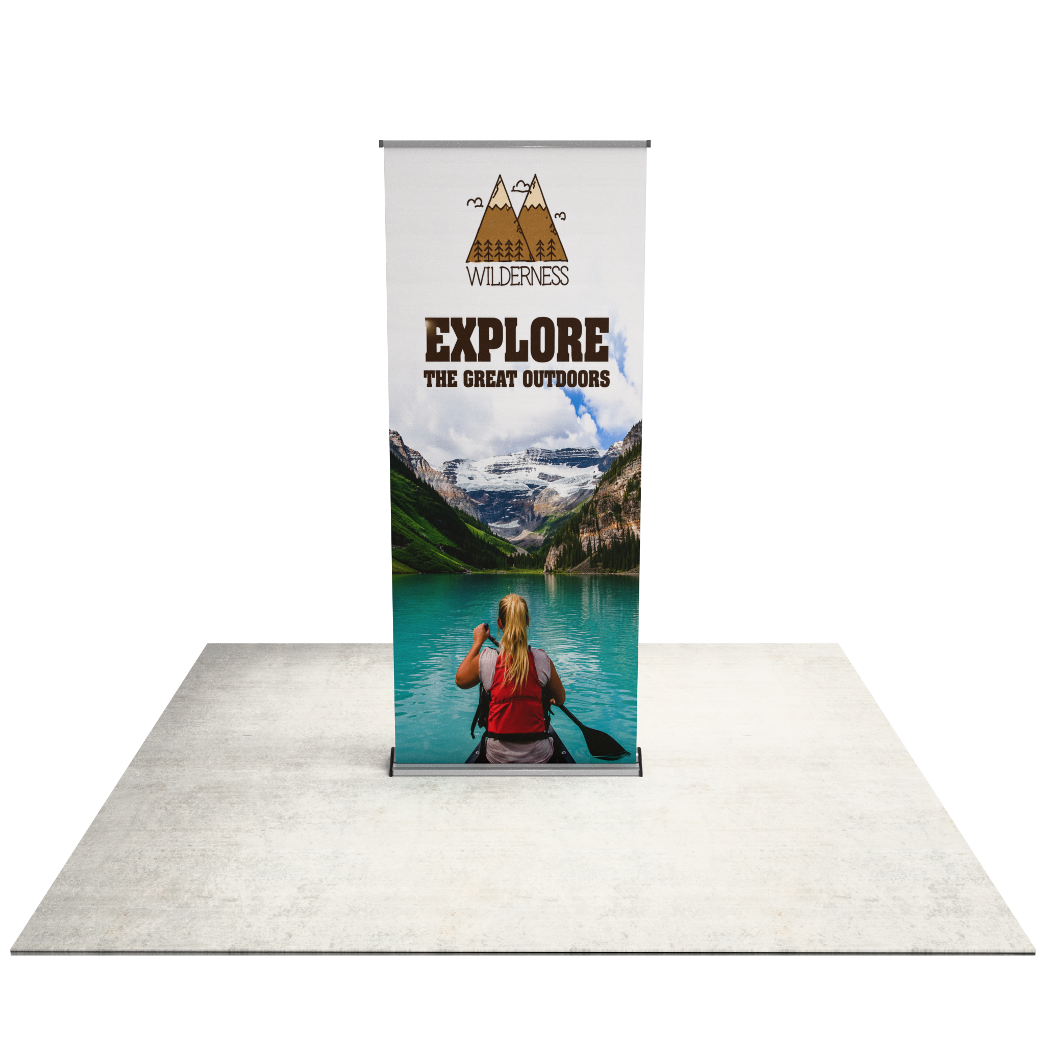 36" Fabric Silver Step Premium Retractable Banner Stand