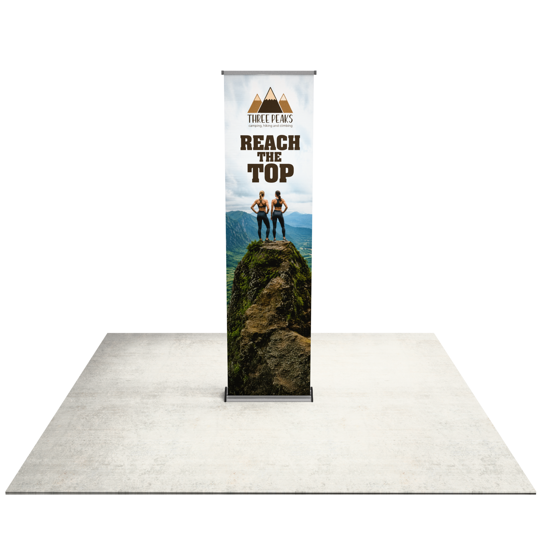 24" Fabric Silver Step Premium Retractable Banner Stand