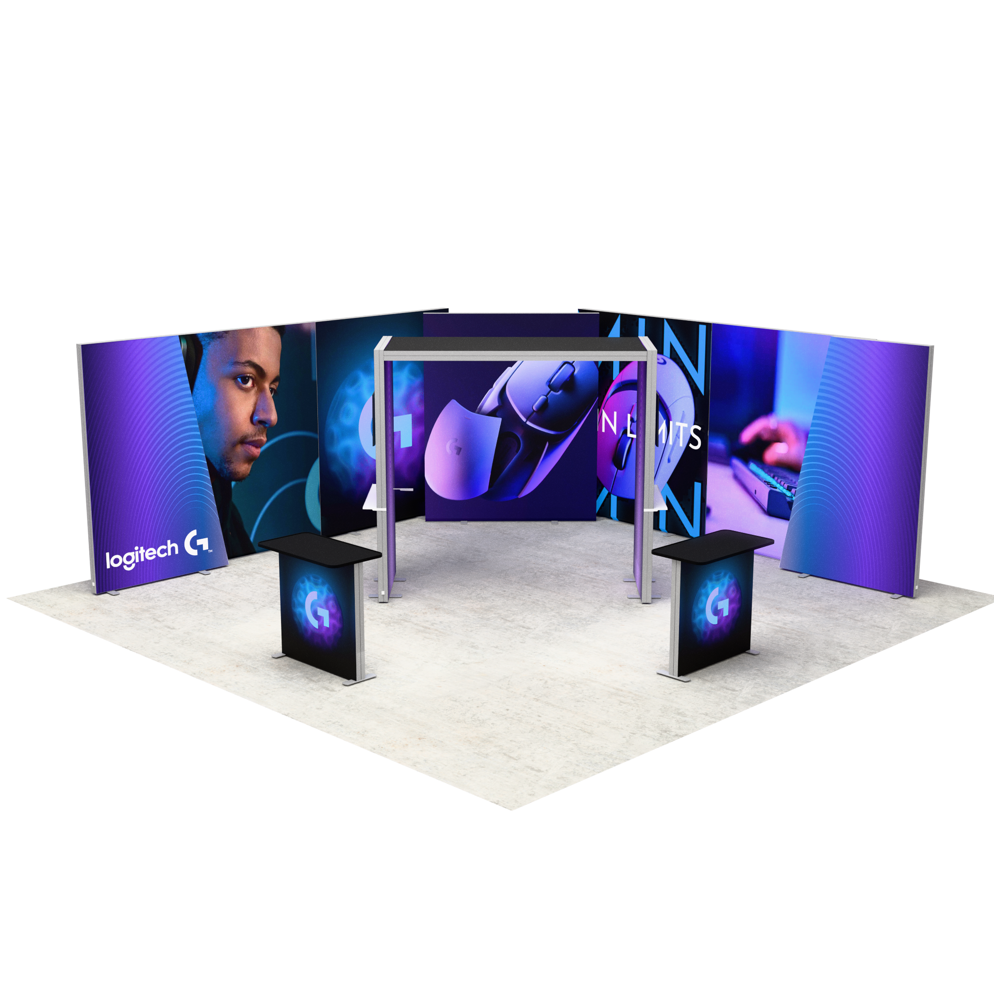 20ft Firefly Pavilion Lightbox Double-Sided Backlit Display with 2 Counters