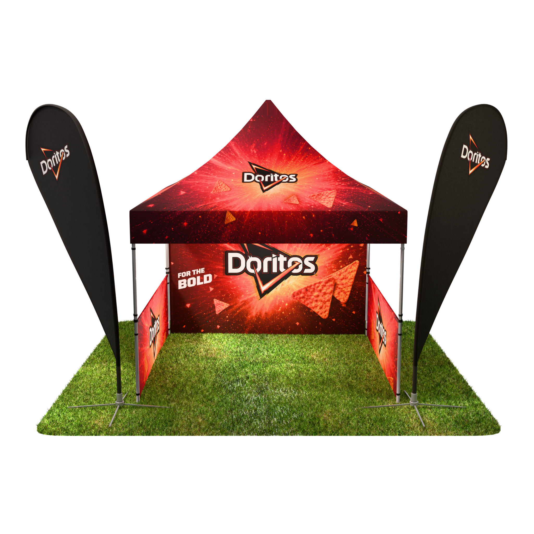 10ft Outdoor Tent, Two Med Teardrop Flags