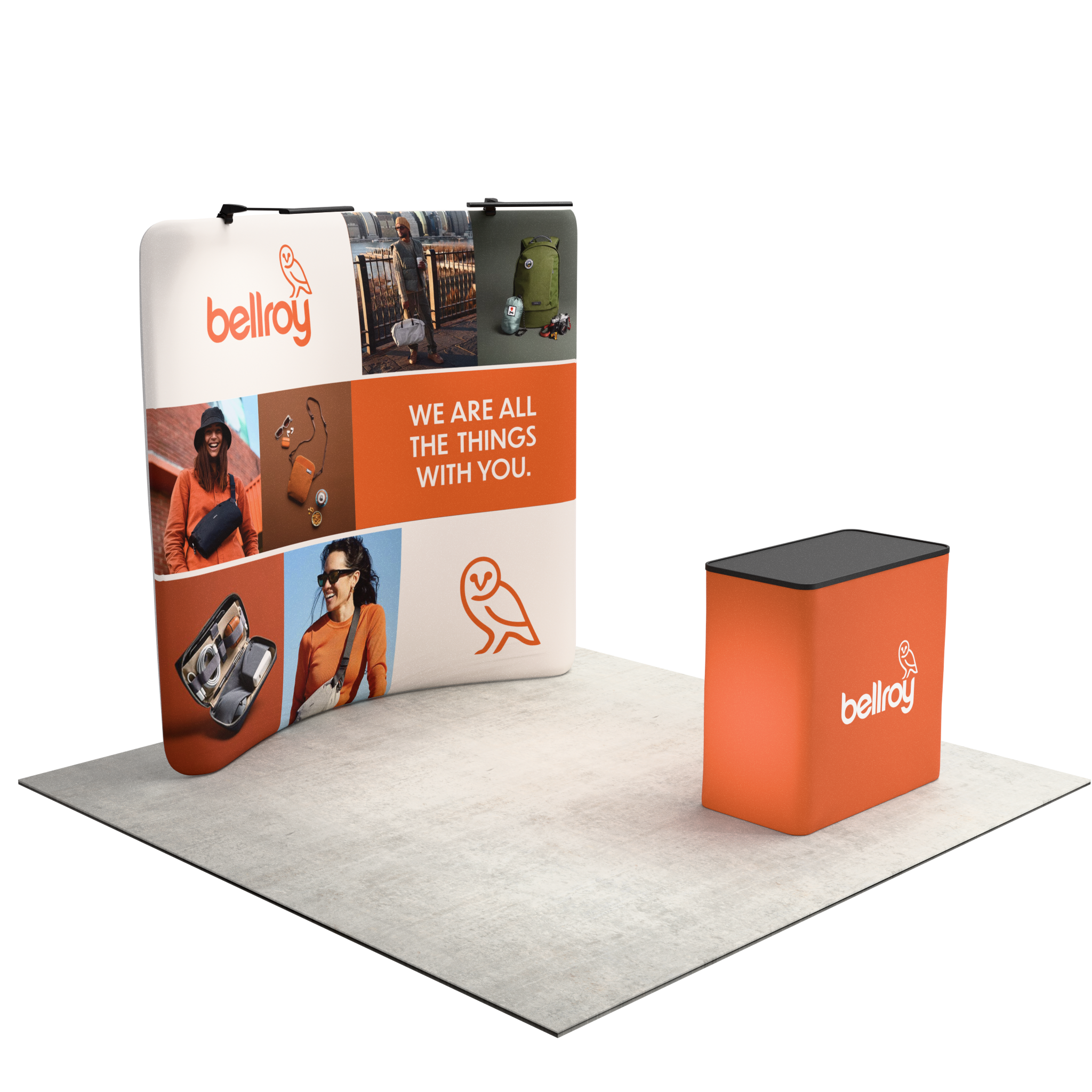 8ft QuickZip™ - Curved Single-Sided Display with Lights and Podium