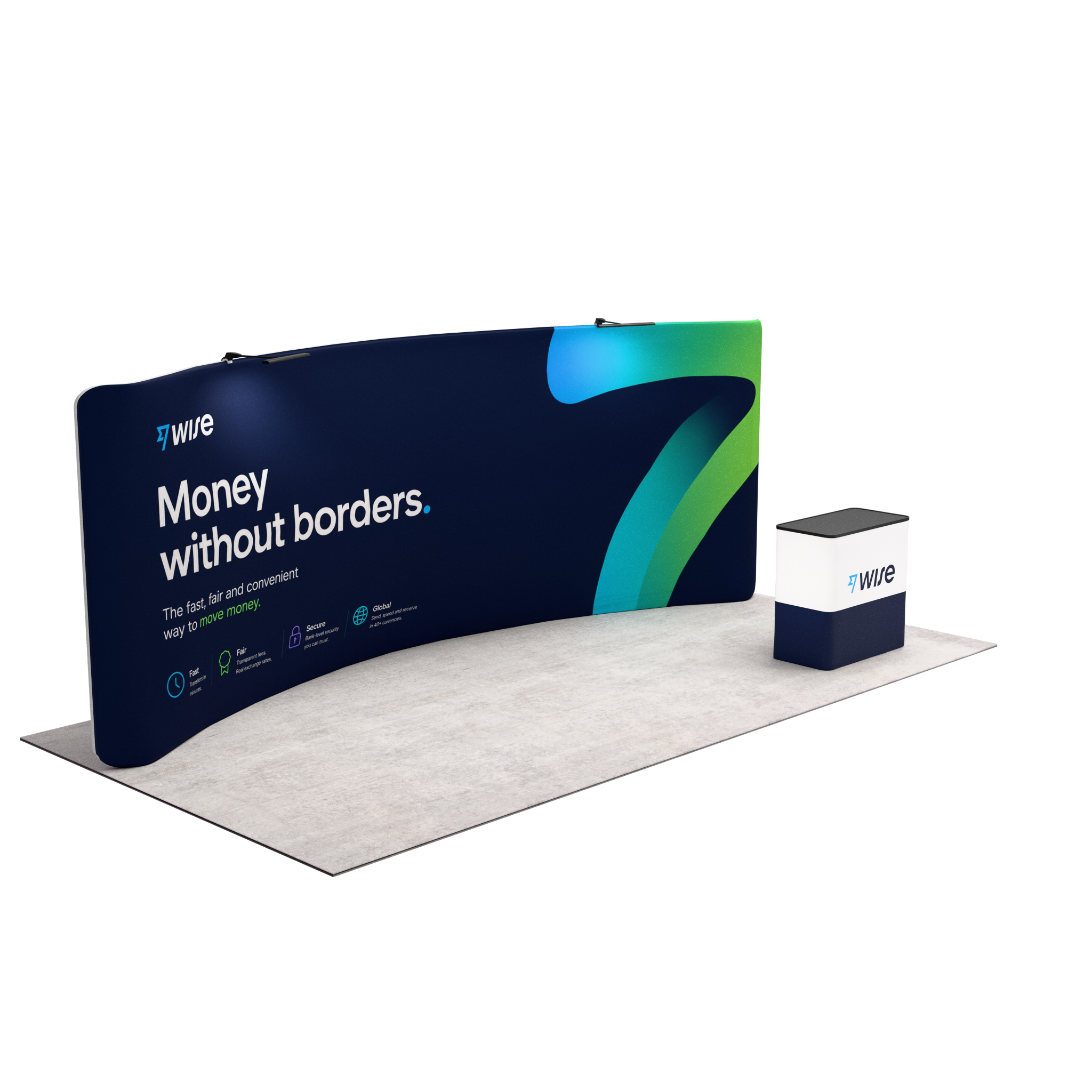 20ft QuickZip™ - Curved Single-Sided Trade Show Display