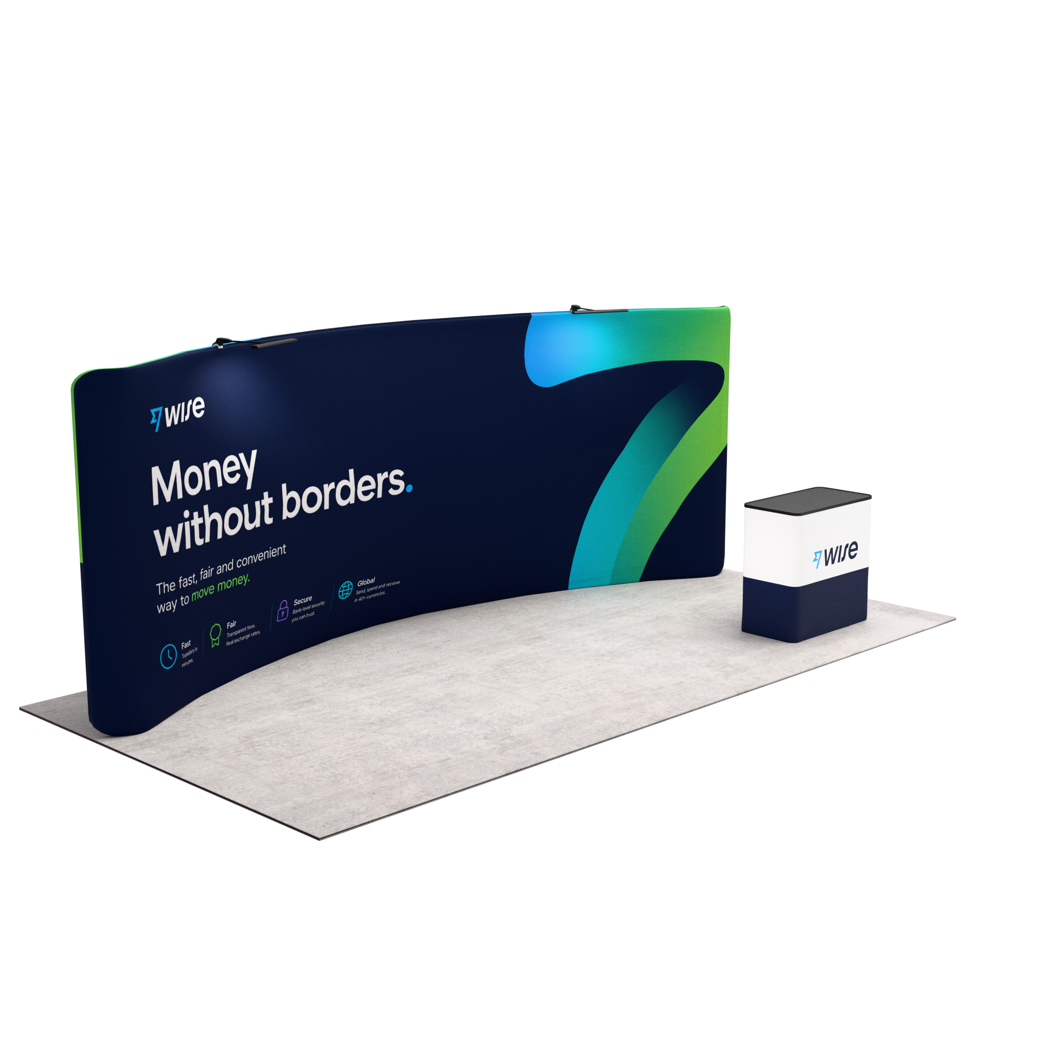 20ft QuickZip™ - Curved Double-Sided Trade Show Display