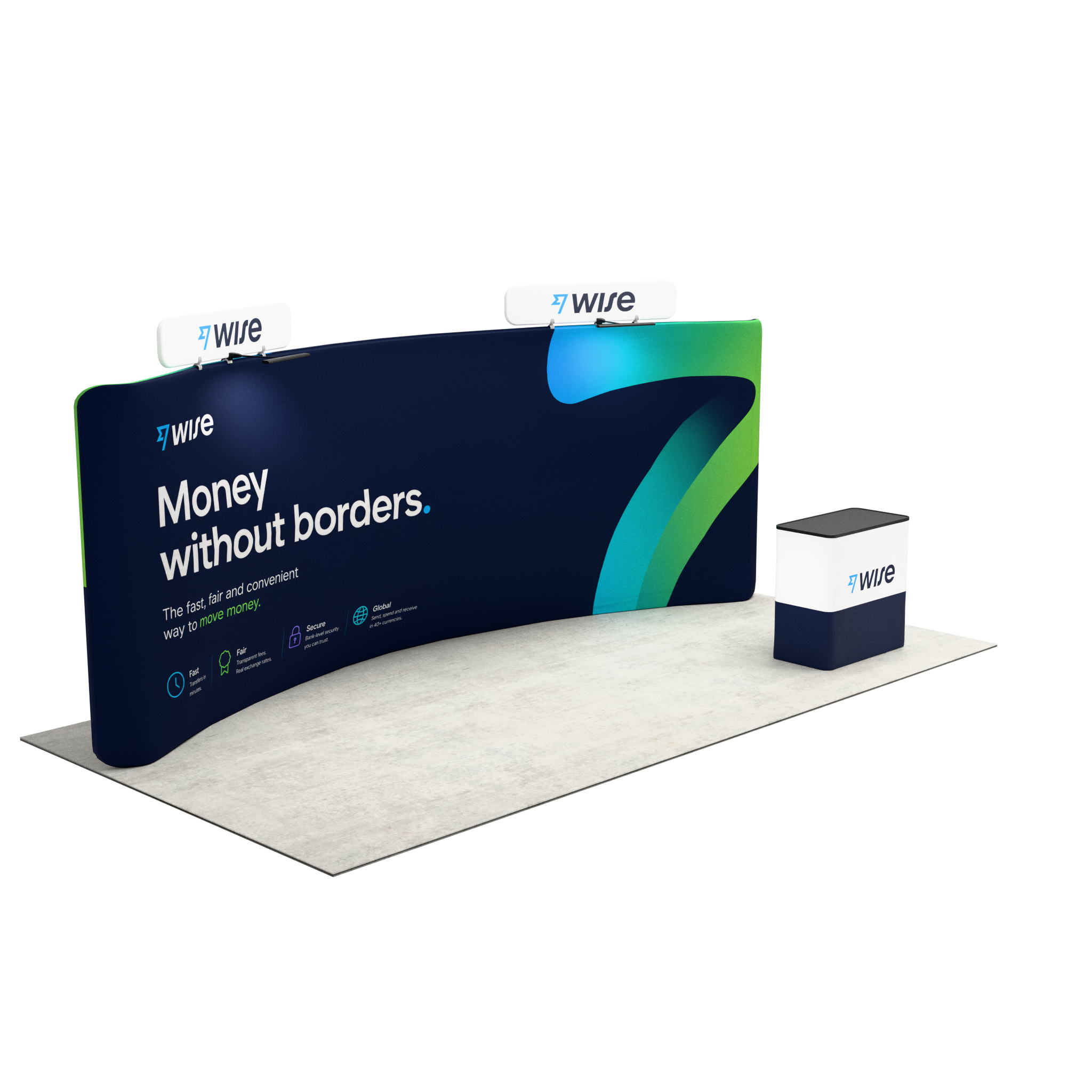 20ft QuickZip™ - Curved Double-Sided Display with 2 Headers