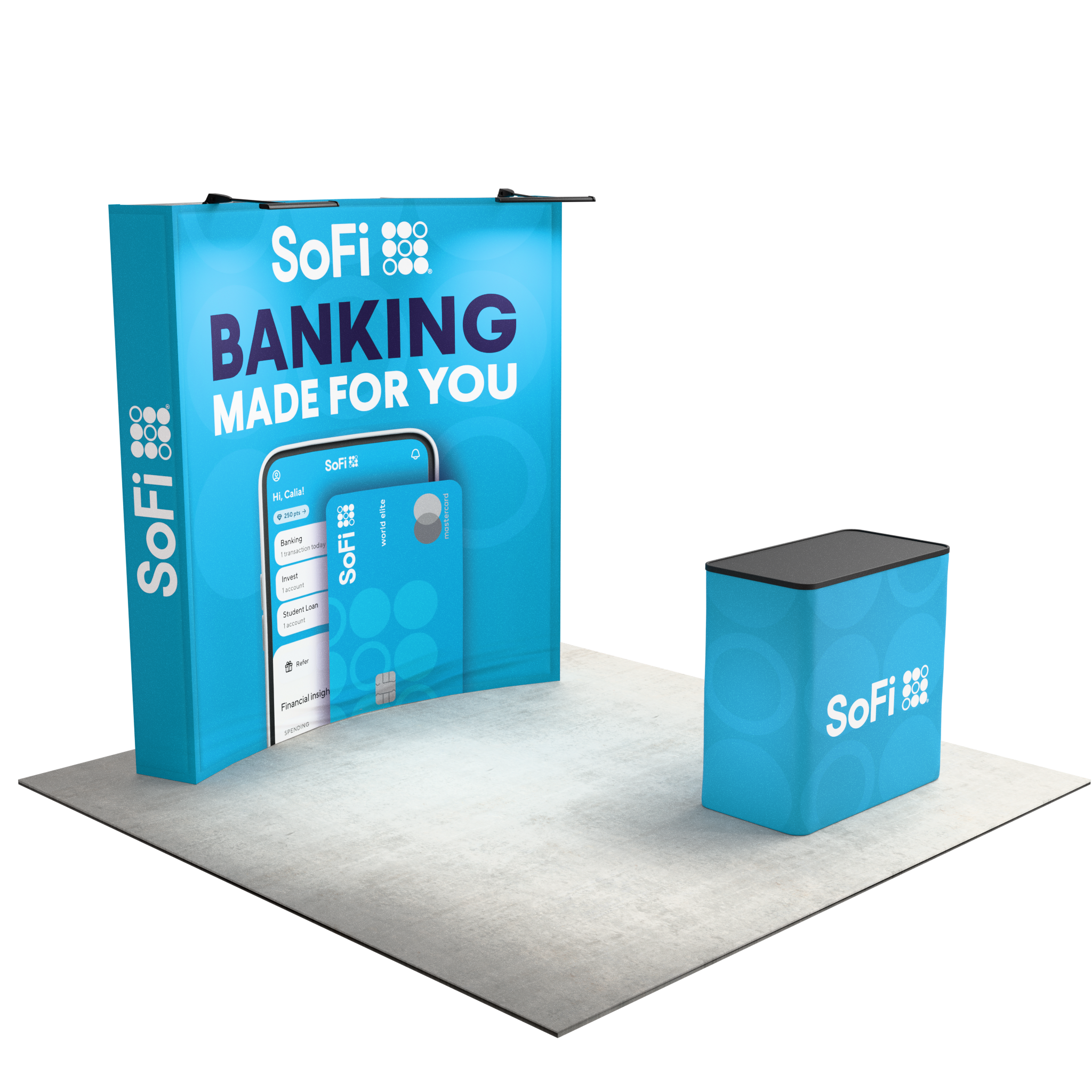 8ft Perfect-Pop™ - Curved Display with Podium and Lights