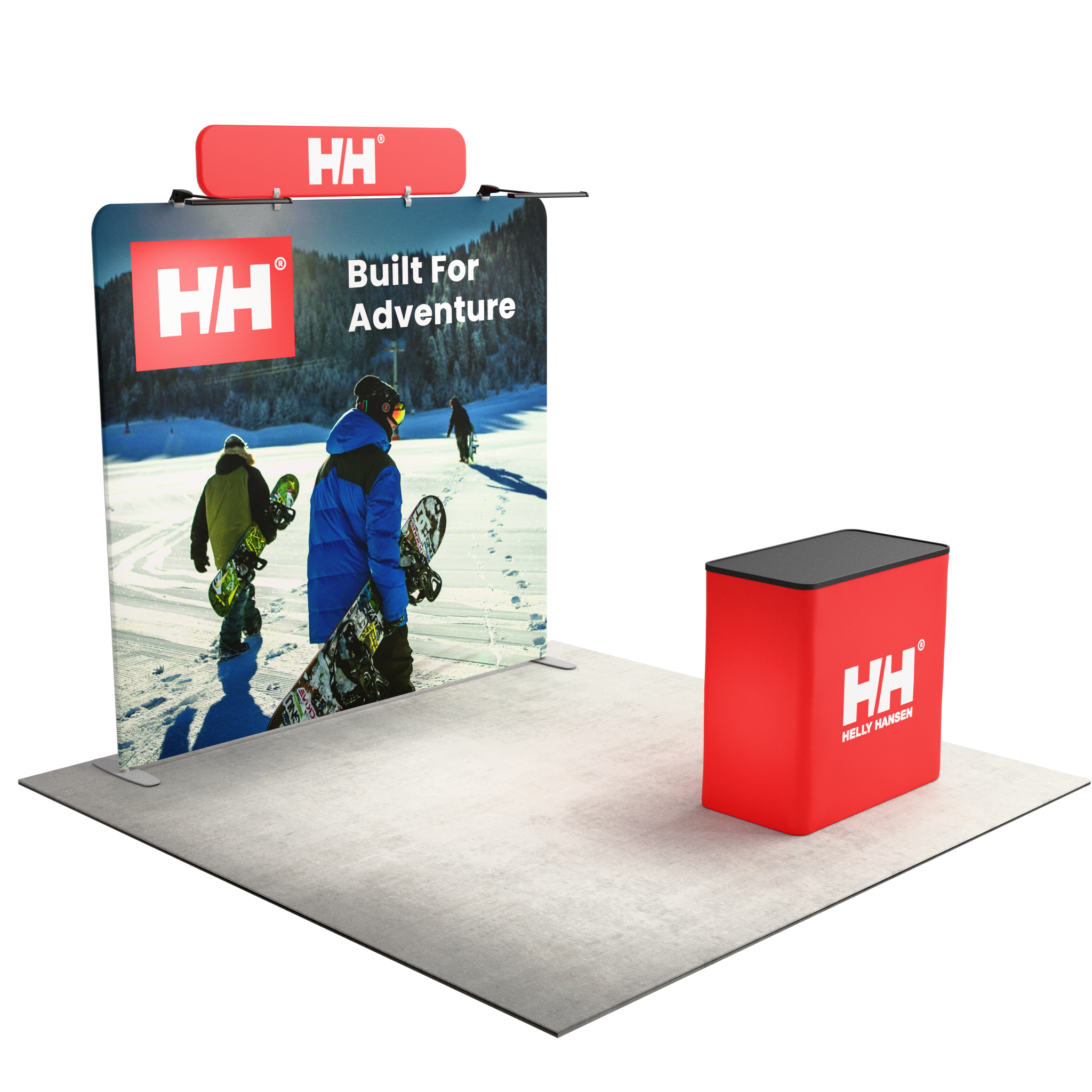 8ft QuickZip™ - Straight Double-Sided Display with Lights, Podium, and Header