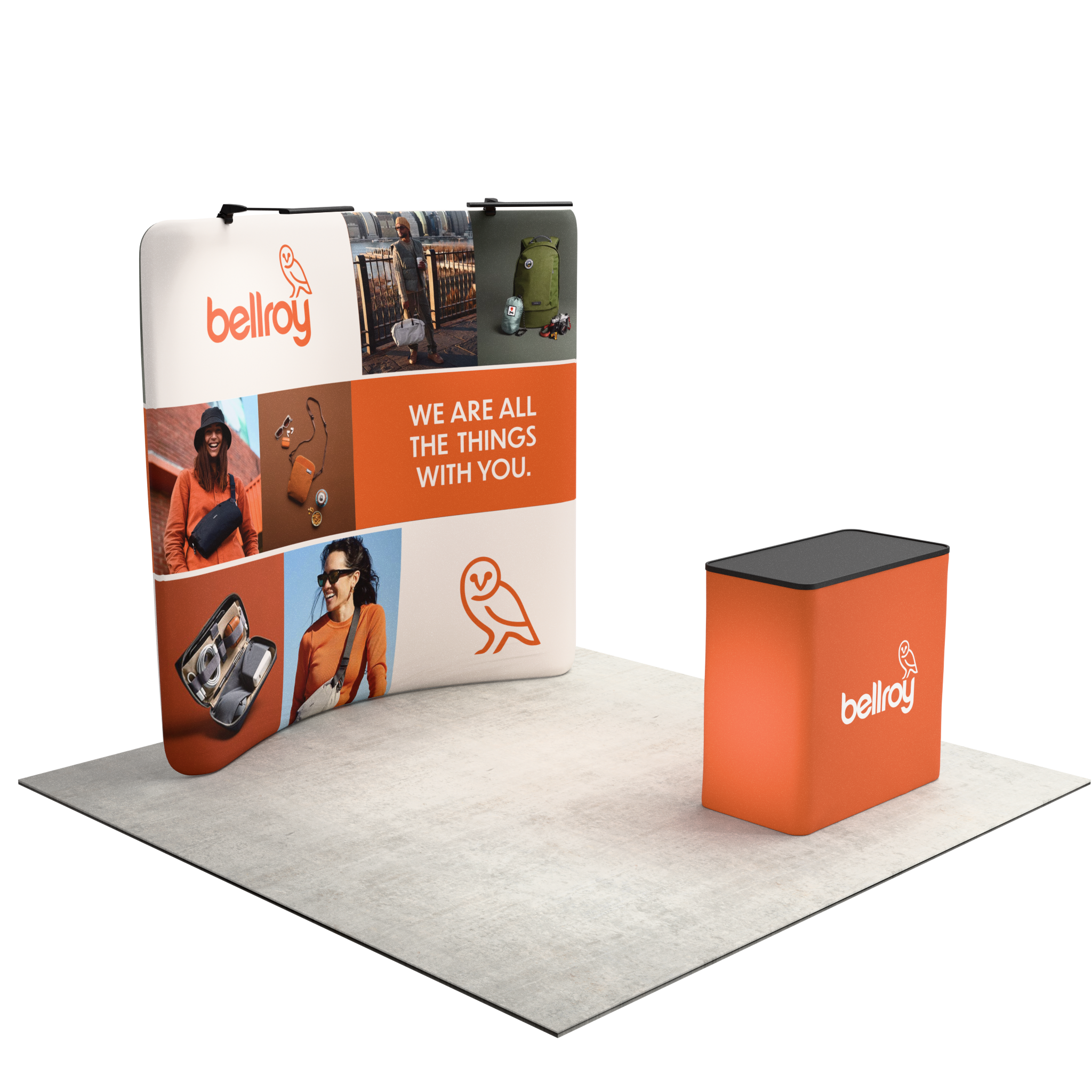 8ft QuickZip™ - Curved Double-Sided Display with Lights and Podium