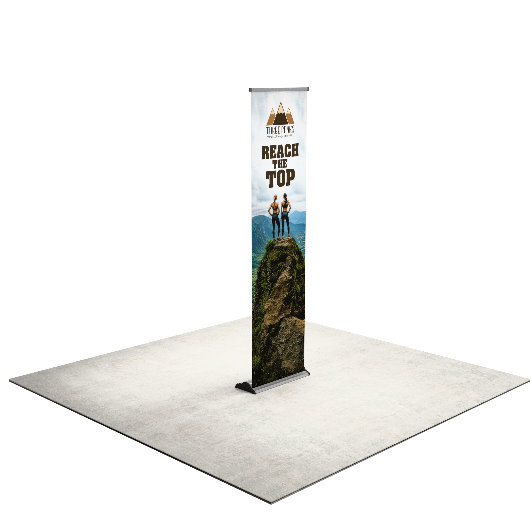 24" Fabric Silver Step Premium Retractable Banner Stand