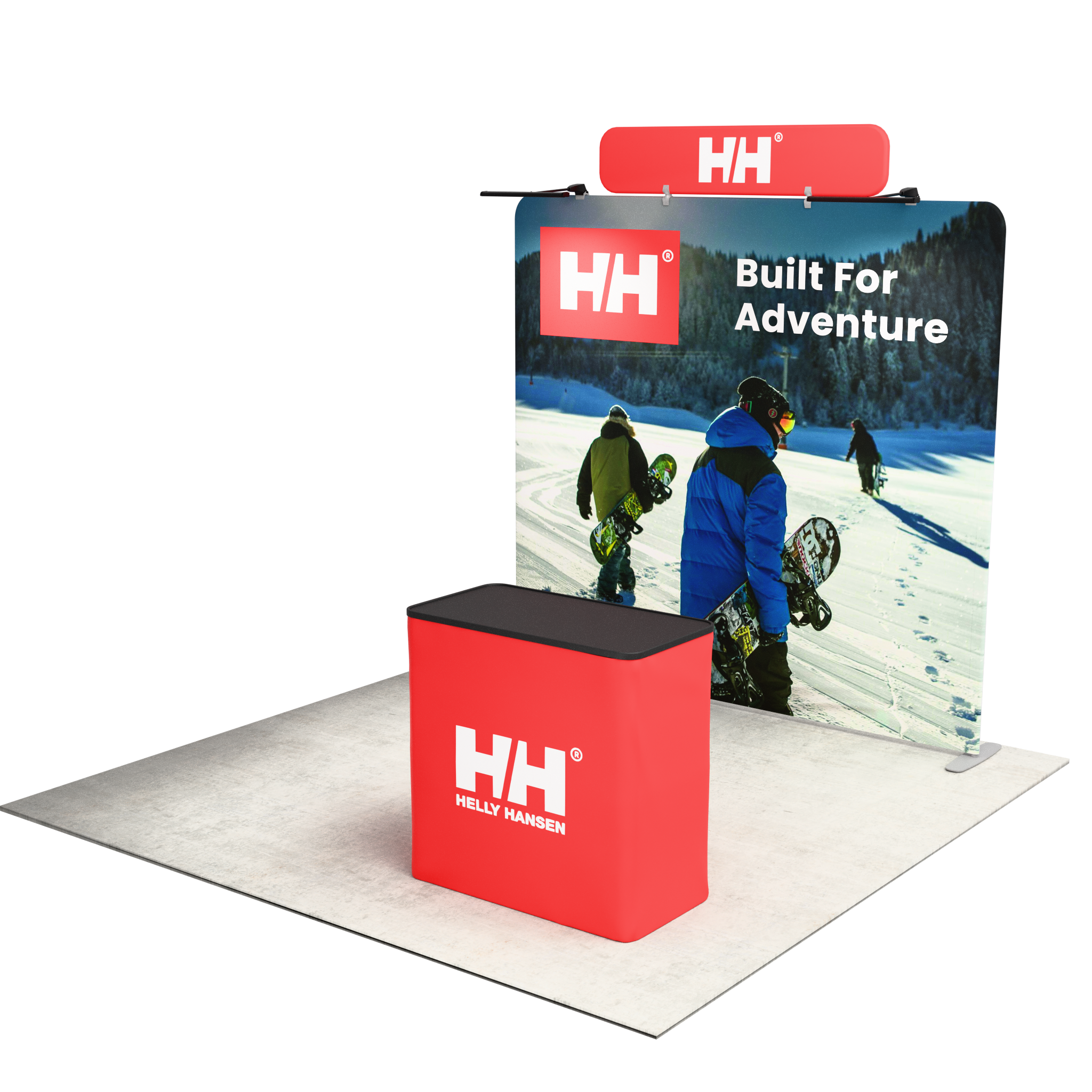 8ft QuickZip™ - Straight Double-Sided Display with Lights, Podium, and Header
