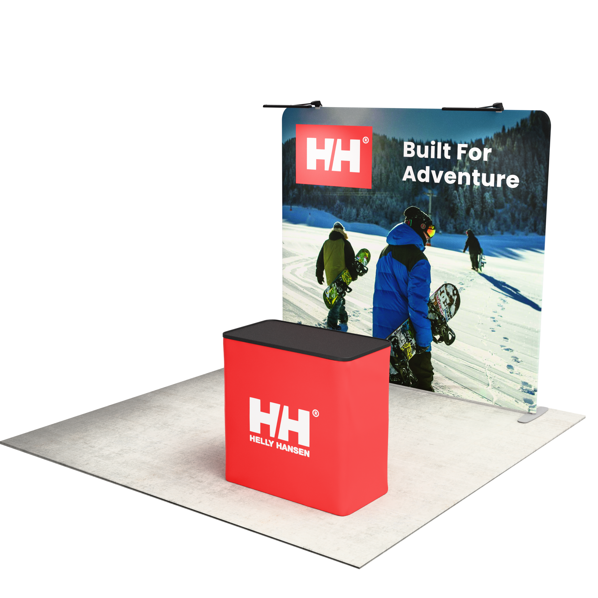 8ft QuickZip™ - Straight Single-Sided Display with Lights and Podium
