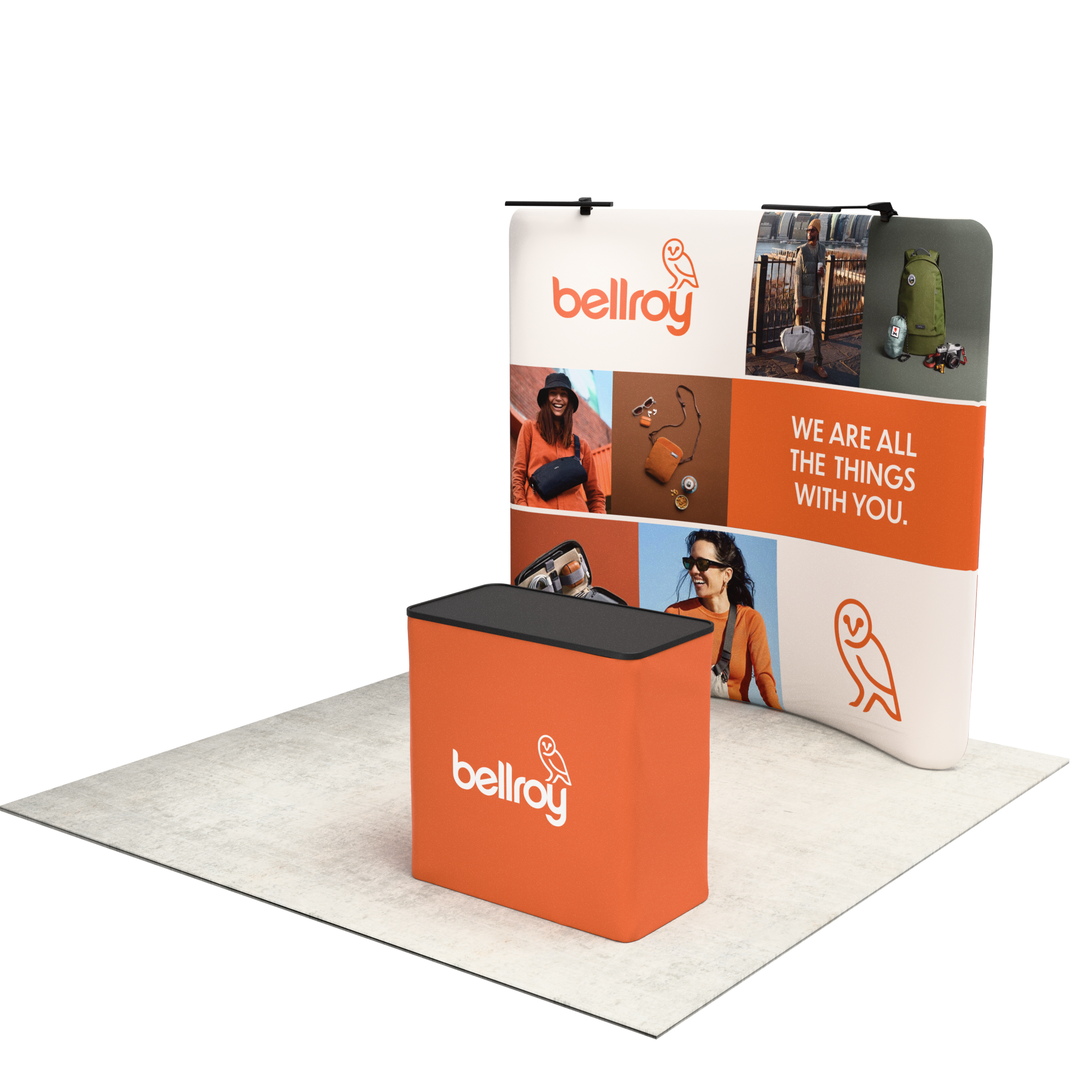 8ft QuickZip™ - Curved Double-Sided Display with Lights and Podium