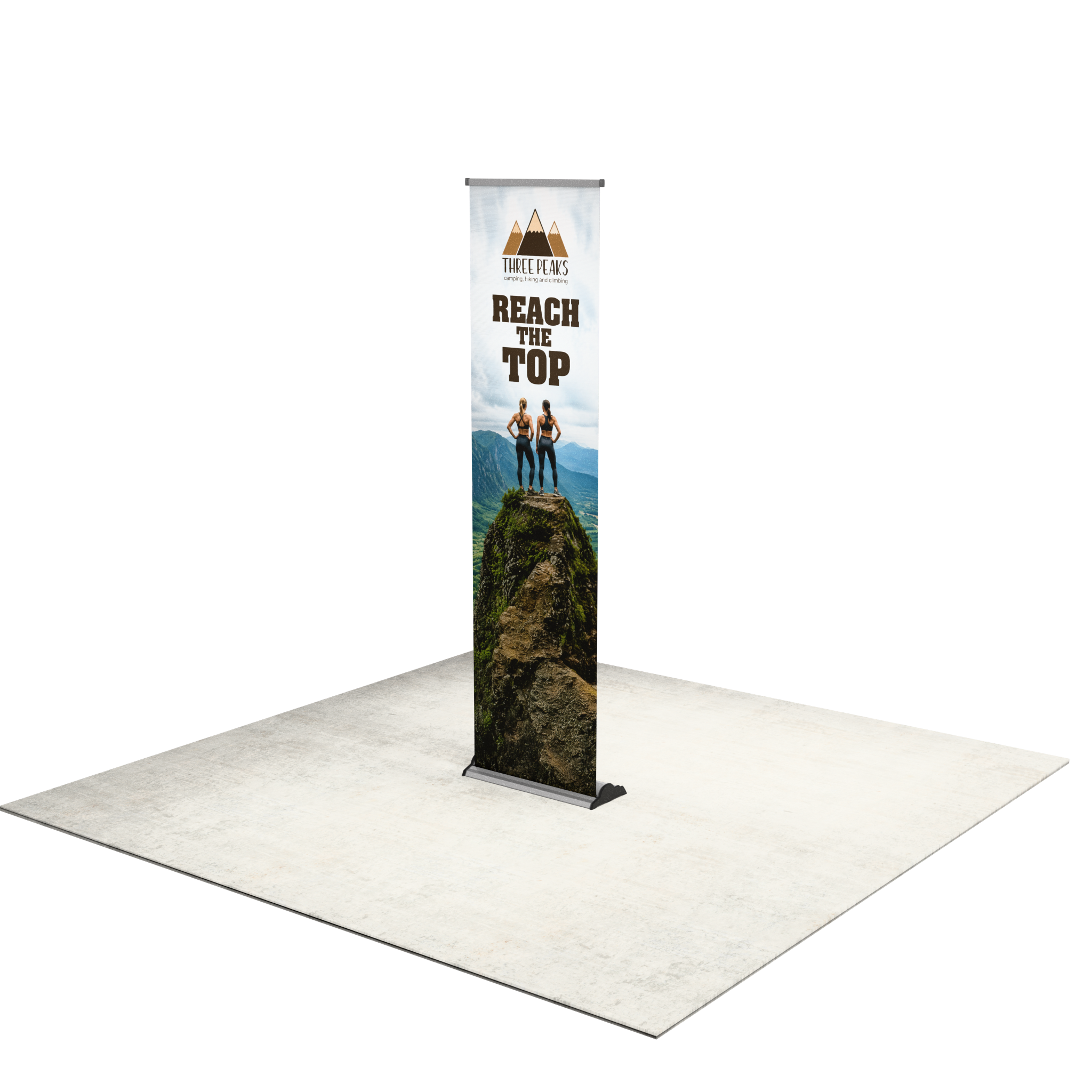 24" Fabric Silver Step Premium Retractable Banner Stand