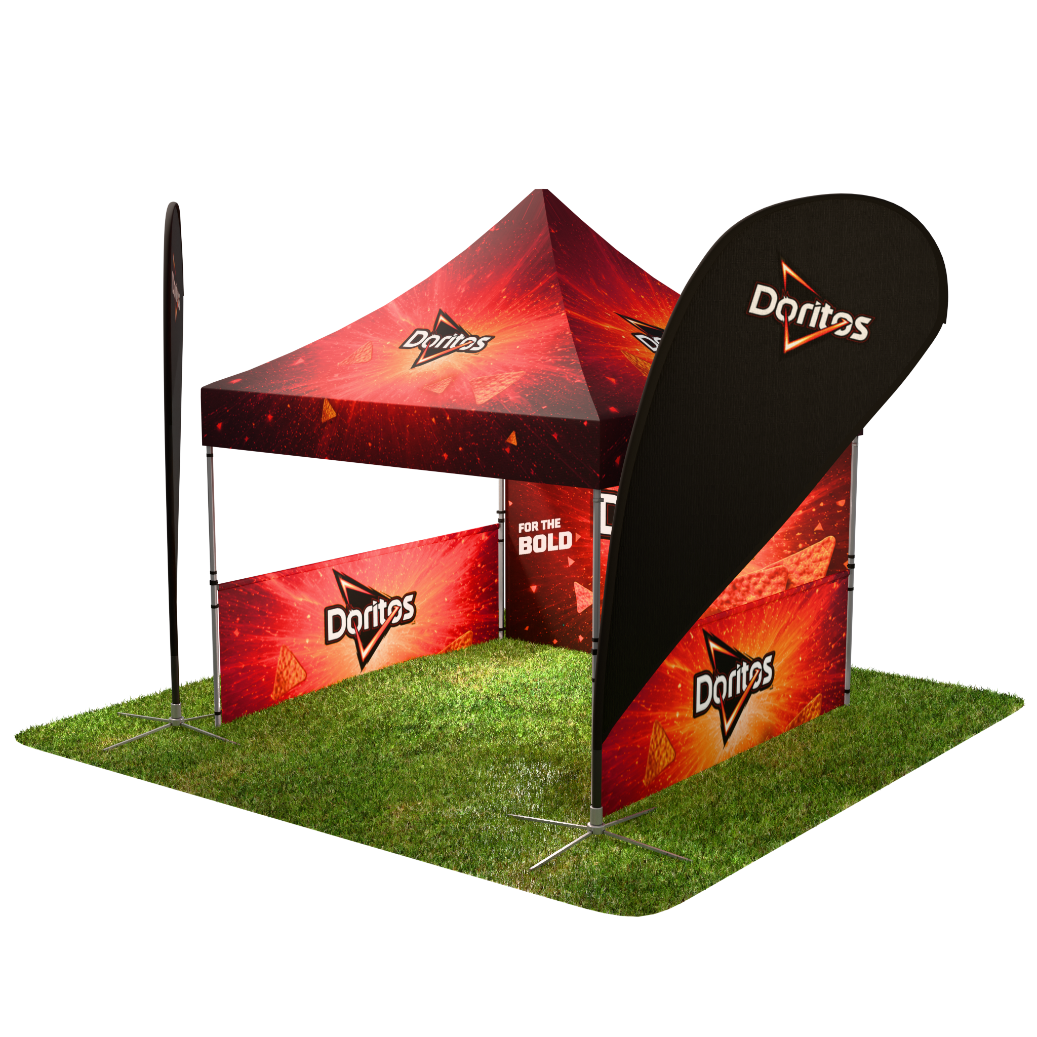 10ft Outdoor Tent, Two Med Teardrop Flags