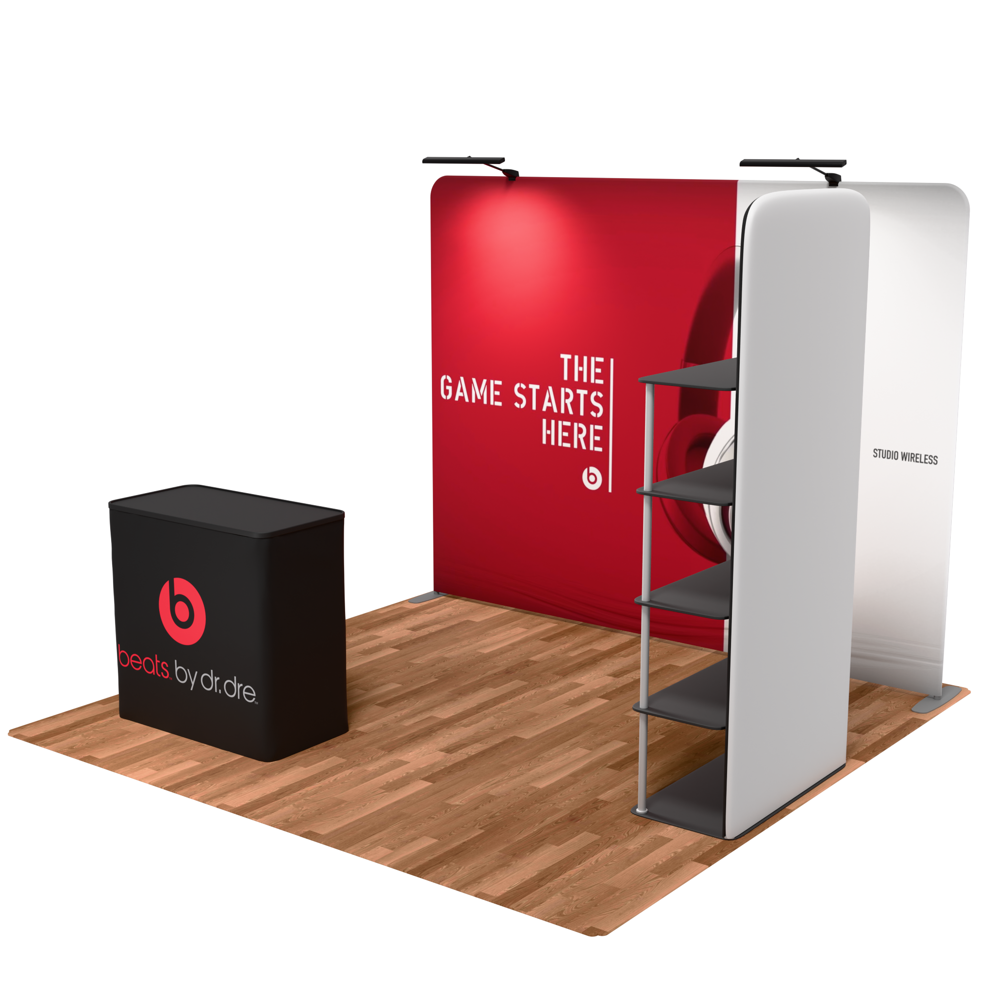 10ft QuickZip Straight, Podium, Lights, Showtime, Flooring