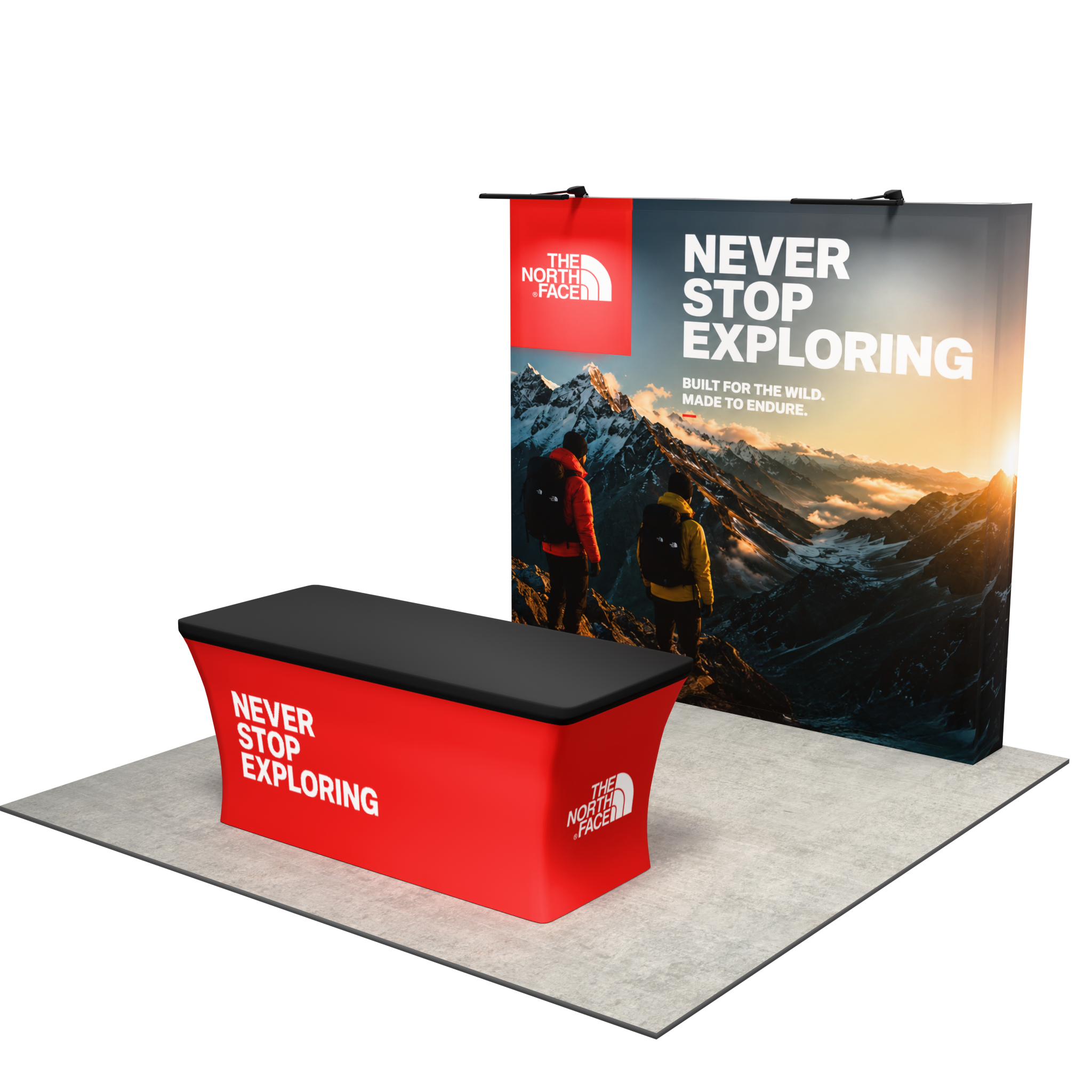 8ft Perfect-Pop Straight, Lights, 6ft Ultra-Fit Table Throw