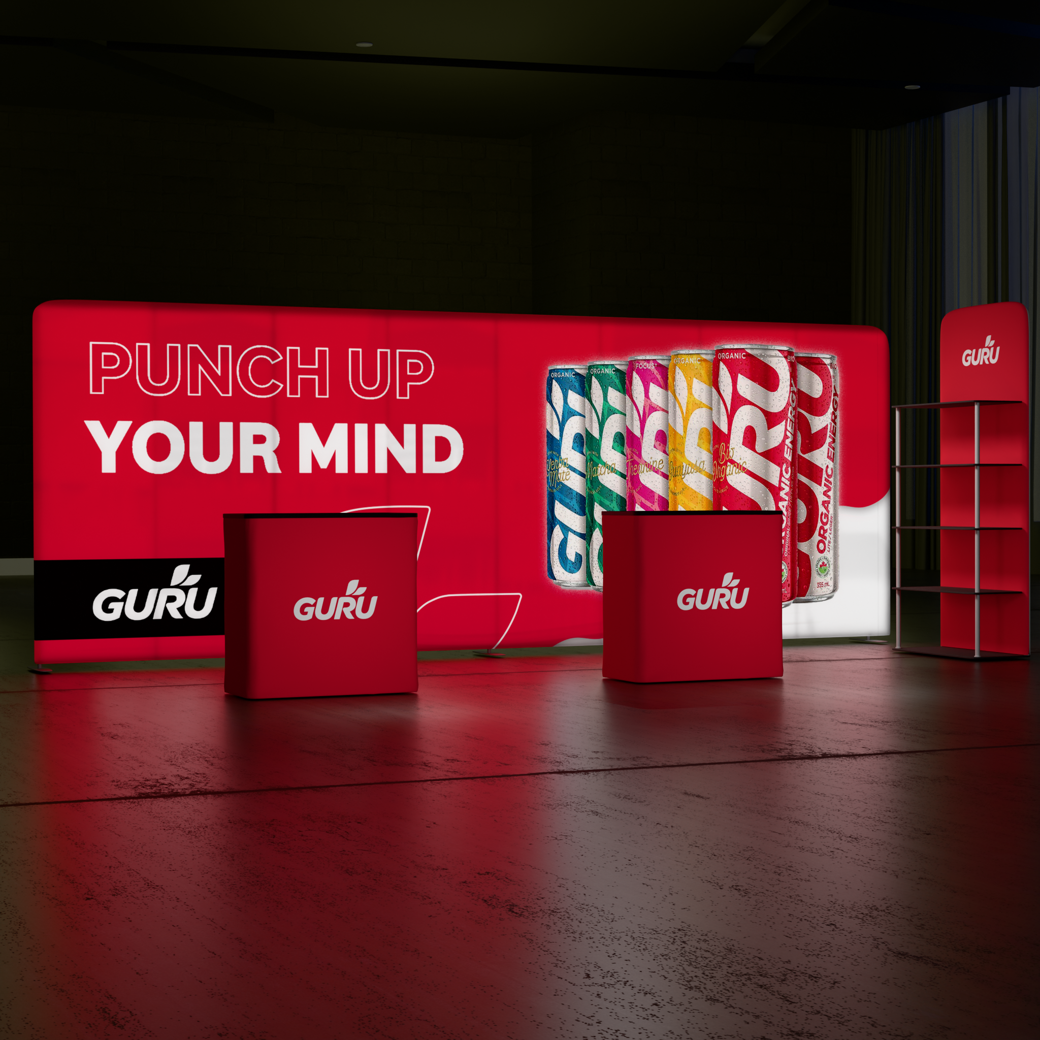 20ft QuickZip Lightbox, 2 Podiums, Showtime, Oak Flooring