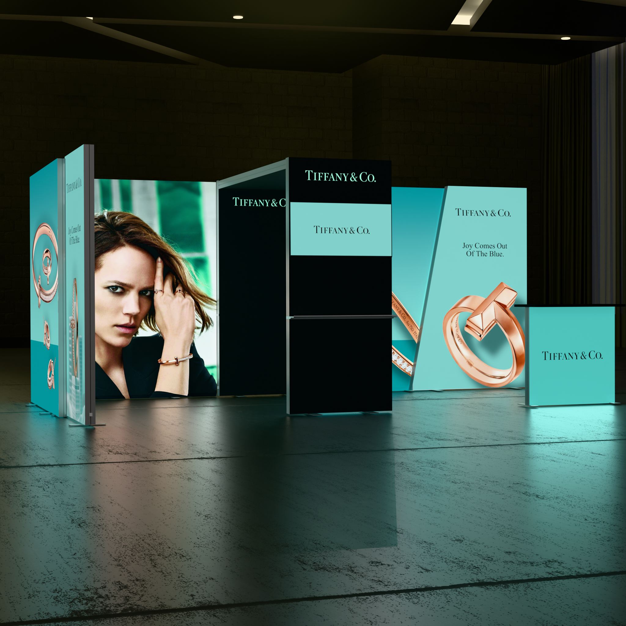 20ft Firefly Corner Lightbox Double-Sided Backlit Display with 1 Counter