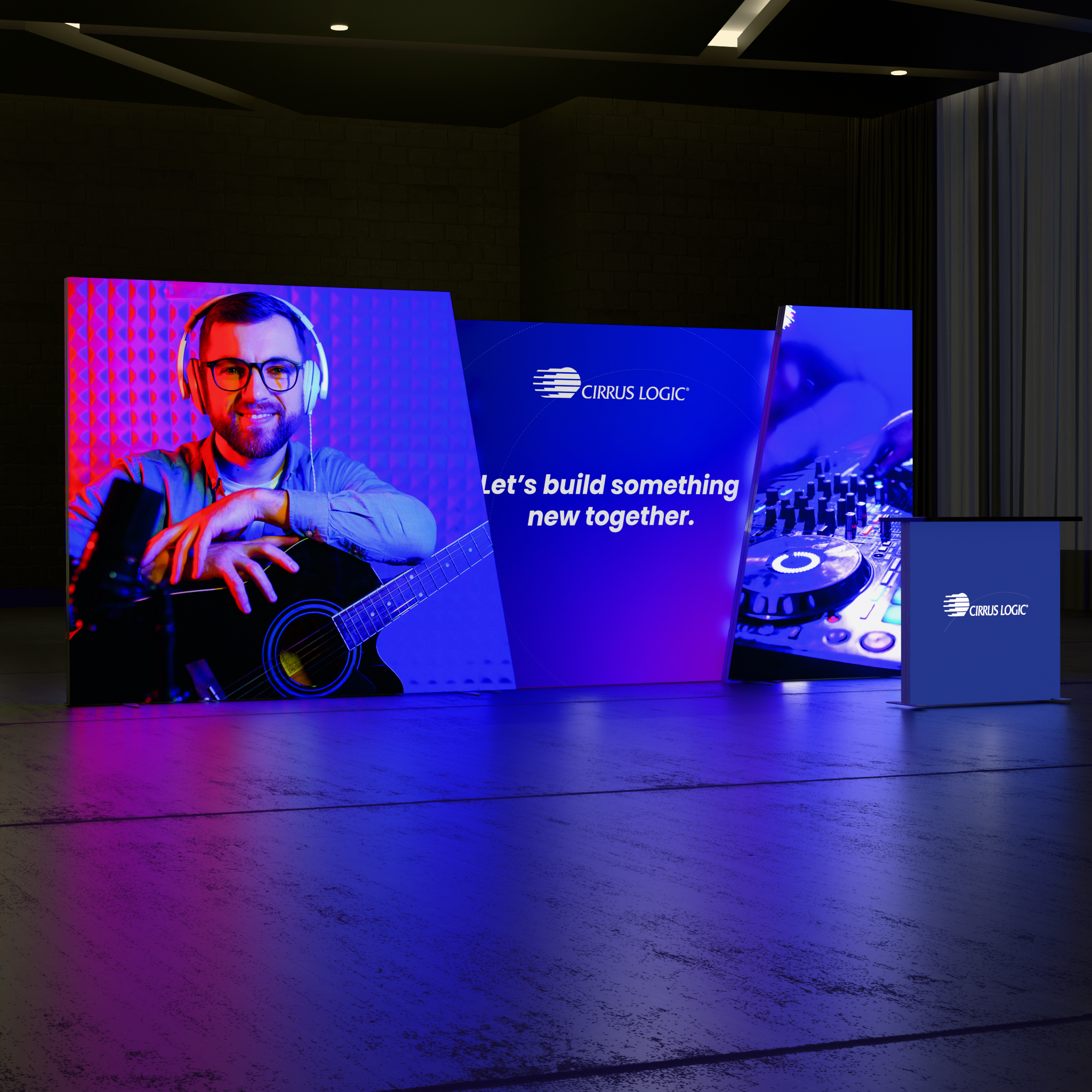 20ft Angled Firefly Lightbox Double-Sided Backlit Display with 1 Counter