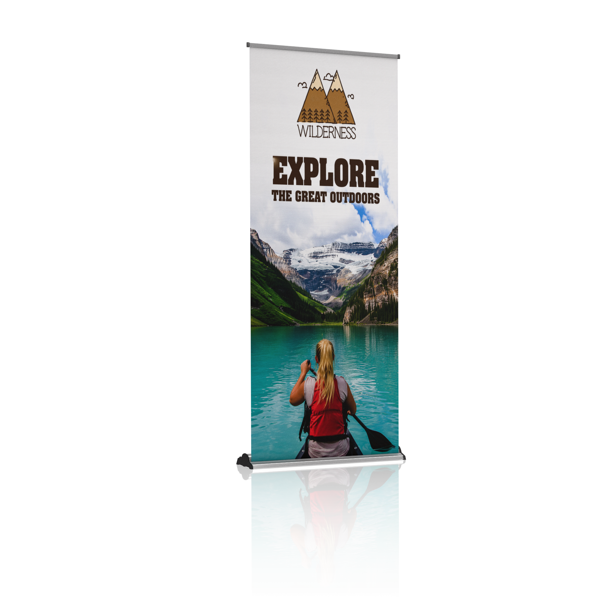 36" Fabric Silver Step Premium Retractable Banner Stand