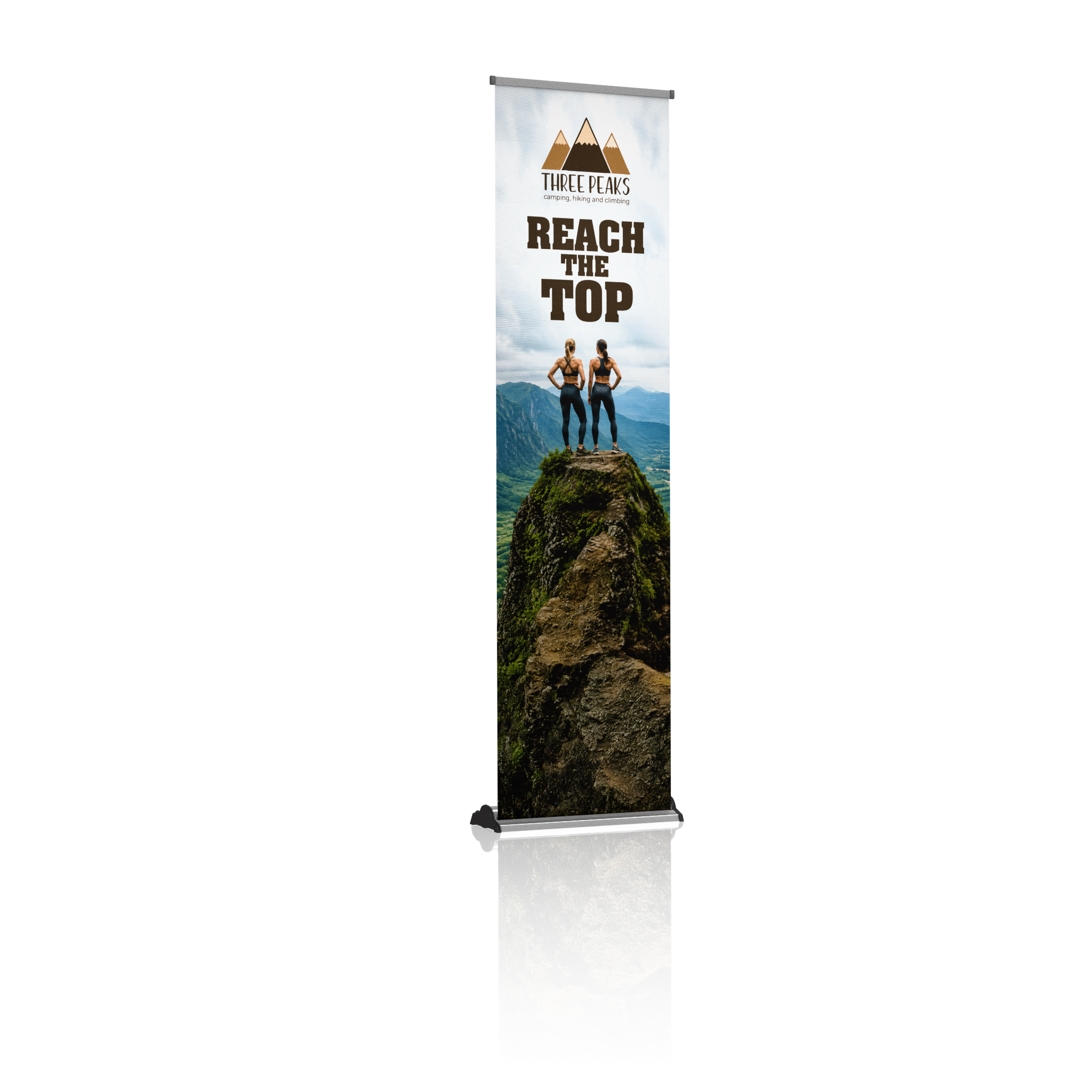 24" Fabric Silver Step Premium Retractable Banner Stand