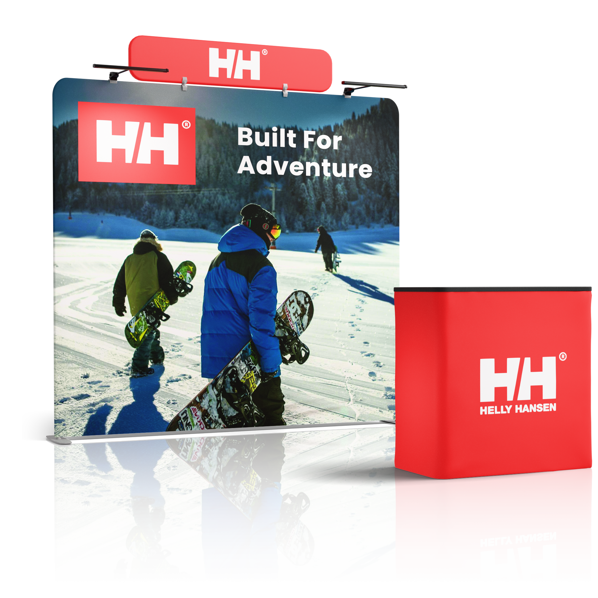 8ft QuickZip™ - Straight Single-Sided Display with Lights, Podium, and Header