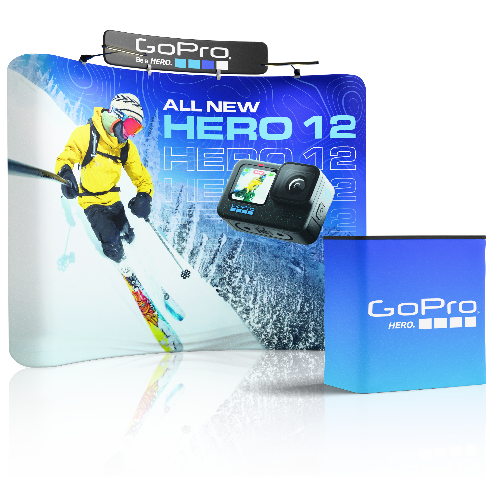 10ft QuickZip™ - Curved Single-Sided Display with Lights, Podium, and Header