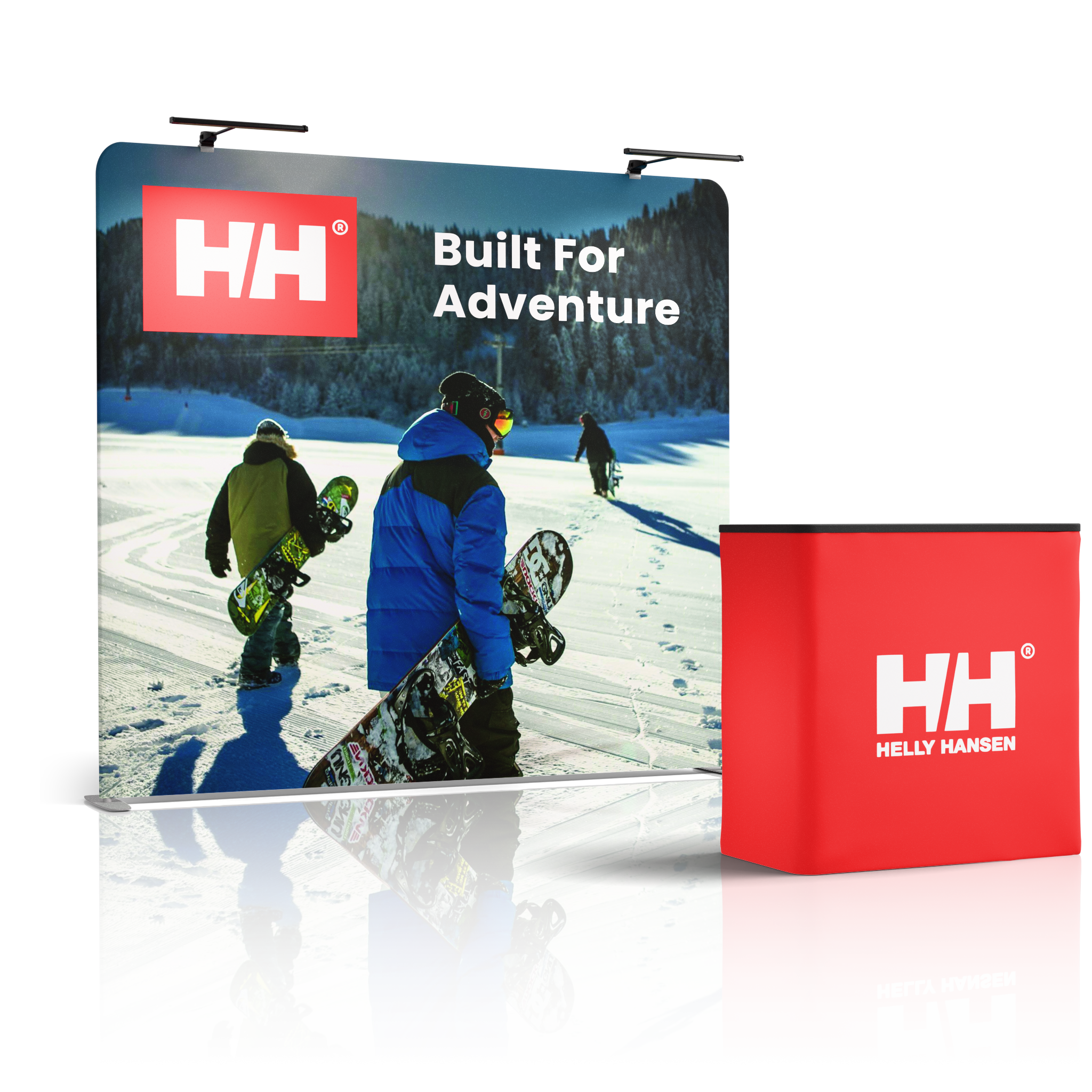 8ft QuickZip™ - Straight Double-Sided Display with Lights and Podium
