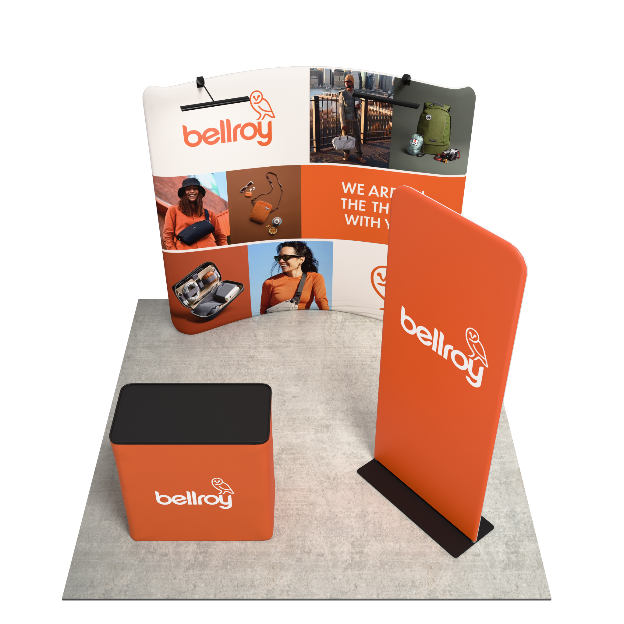 8ft QuickZip Curved - Single-Sided, Lights, Podium, QuickZip Banner Stand