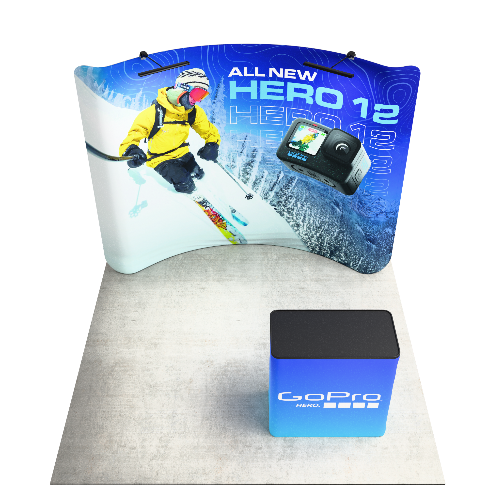 10ft QuickZip™ - Curved Double-Sided Display with Lights and Podium