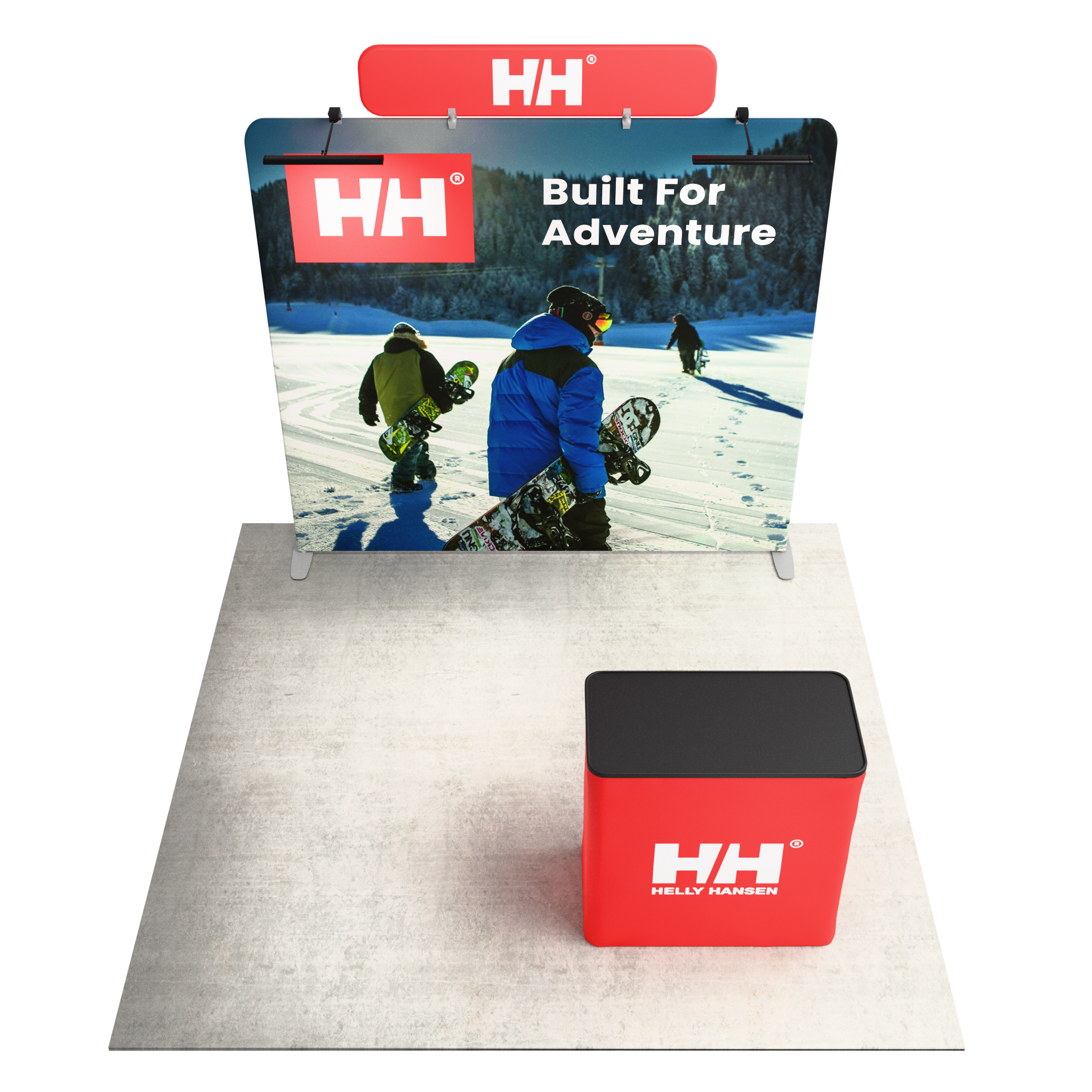 8ft QuickZip™ - Straight Single-Sided Display with Lights, Podium, and Header