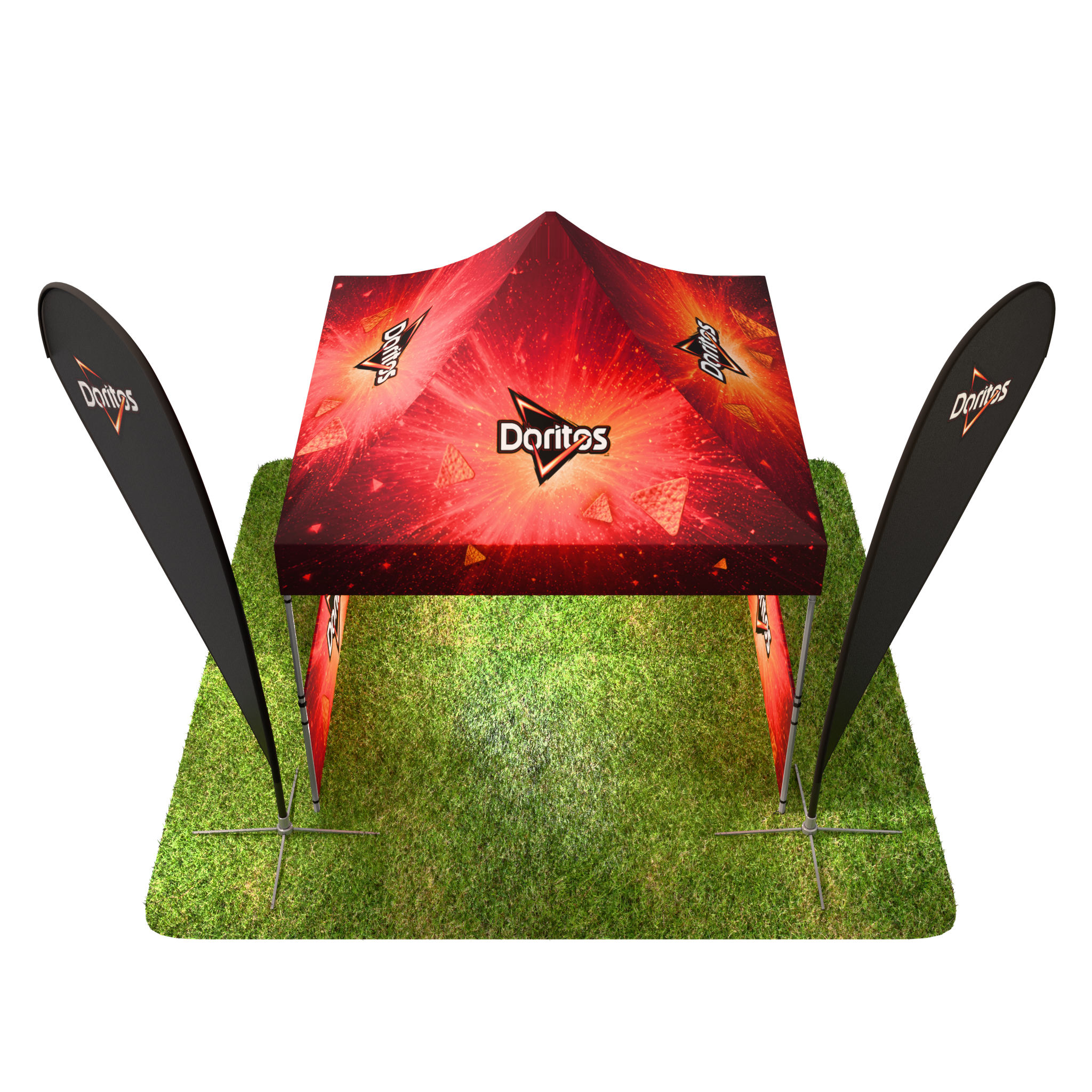 10ft Outdoor Tent, Two Med Teardrop Flags
